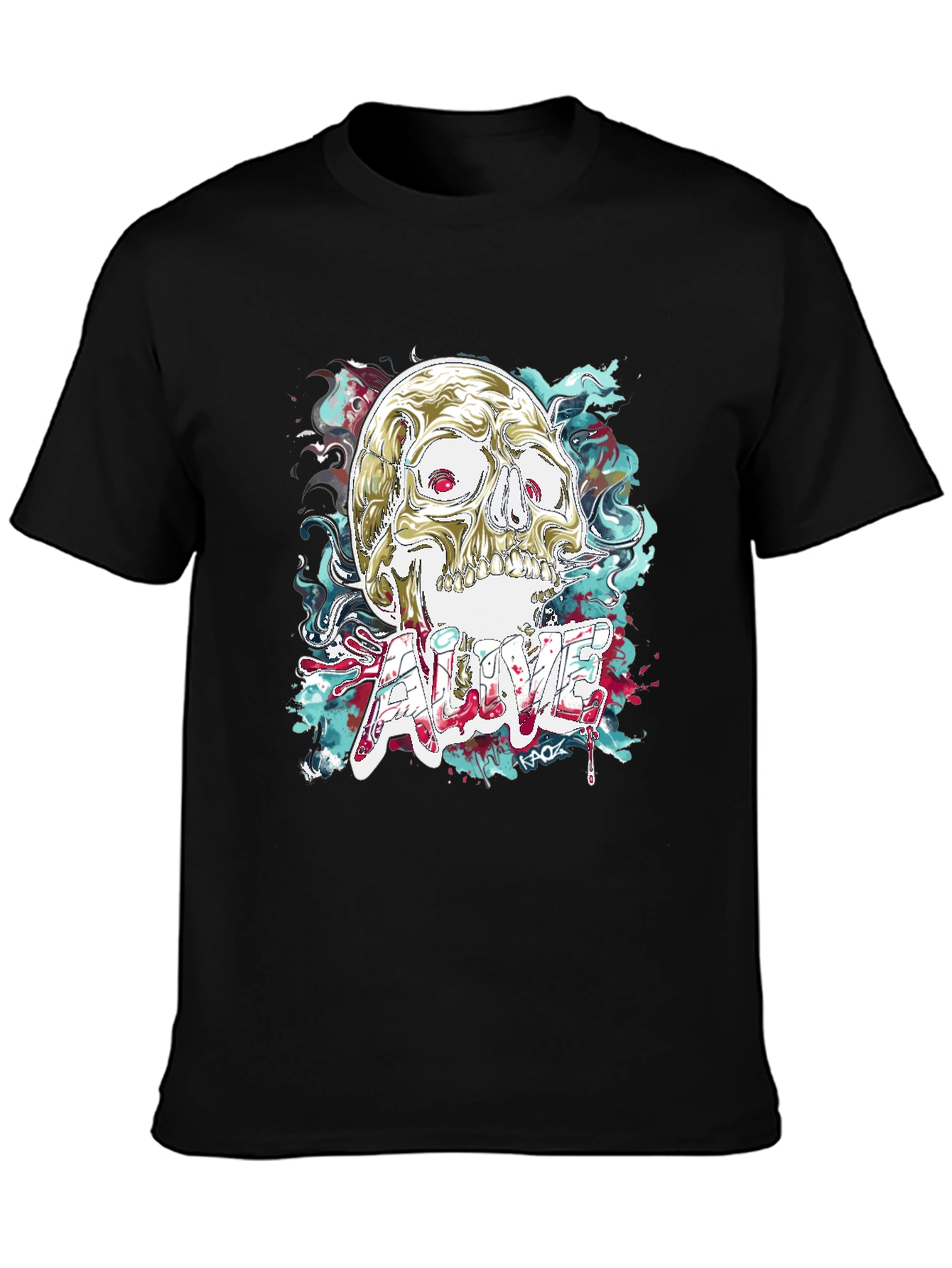 Skull Graphic T-Shirt: Alive Statement Tee