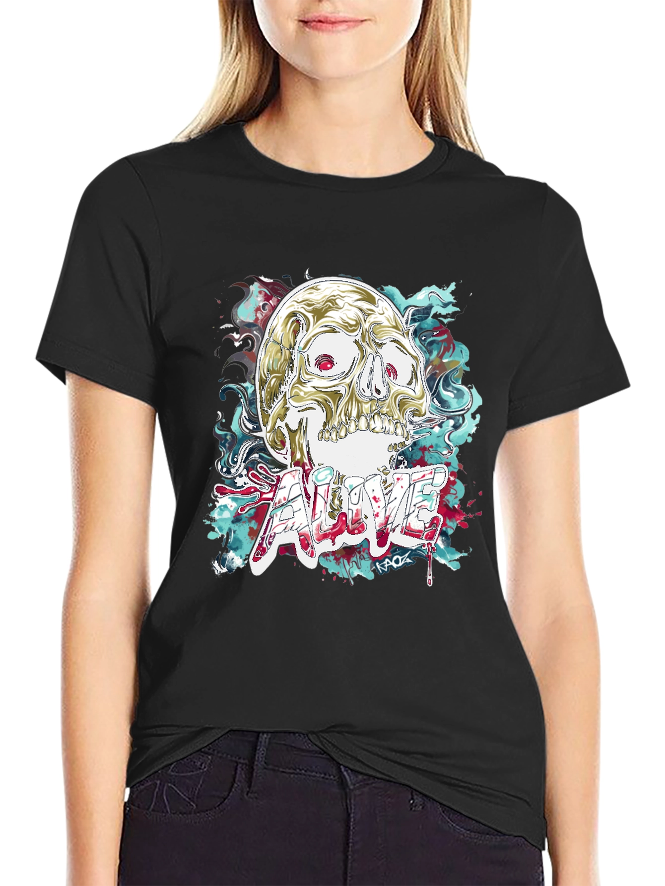Skull Graphic T-Shirt: Alive Statement Tee