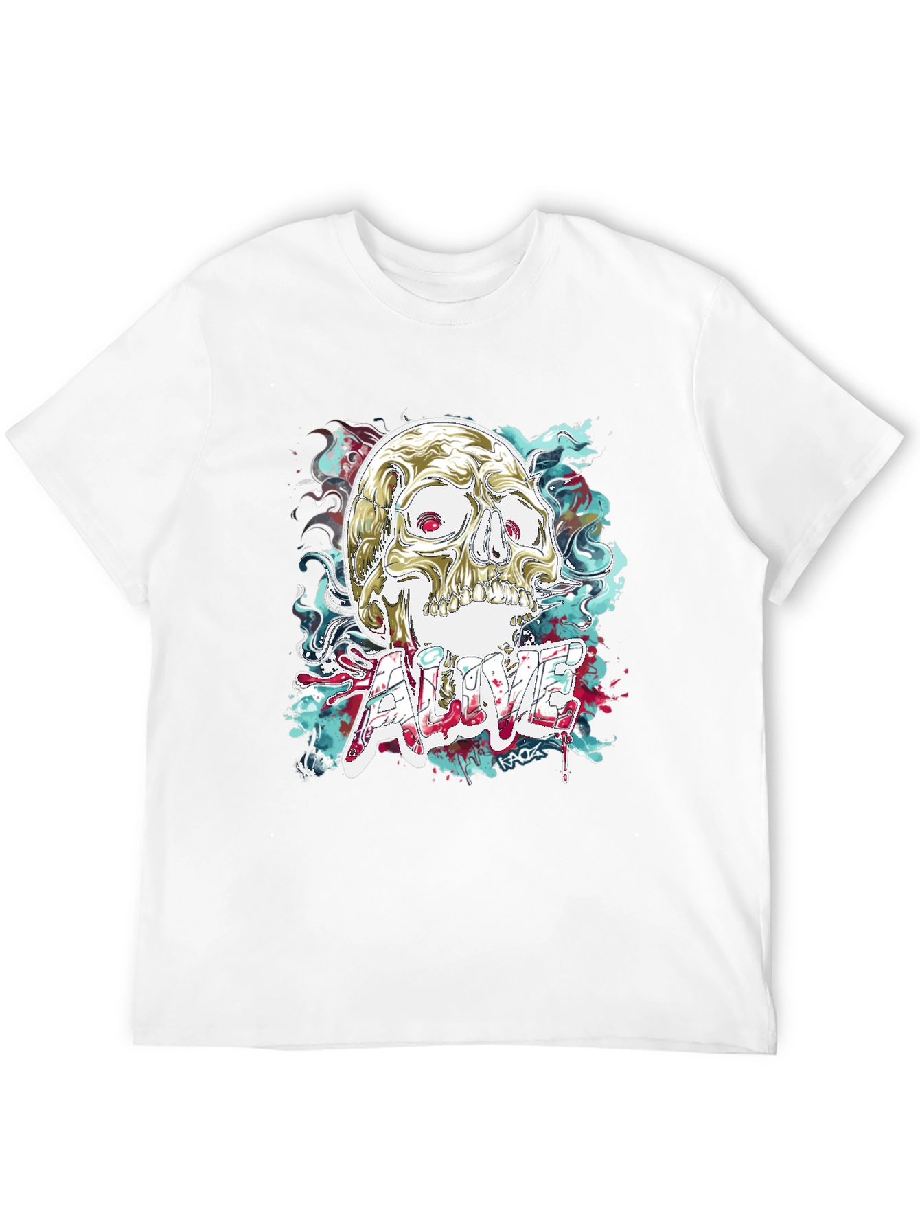 Skull Graphic T-Shirt: Alive Statement Tee