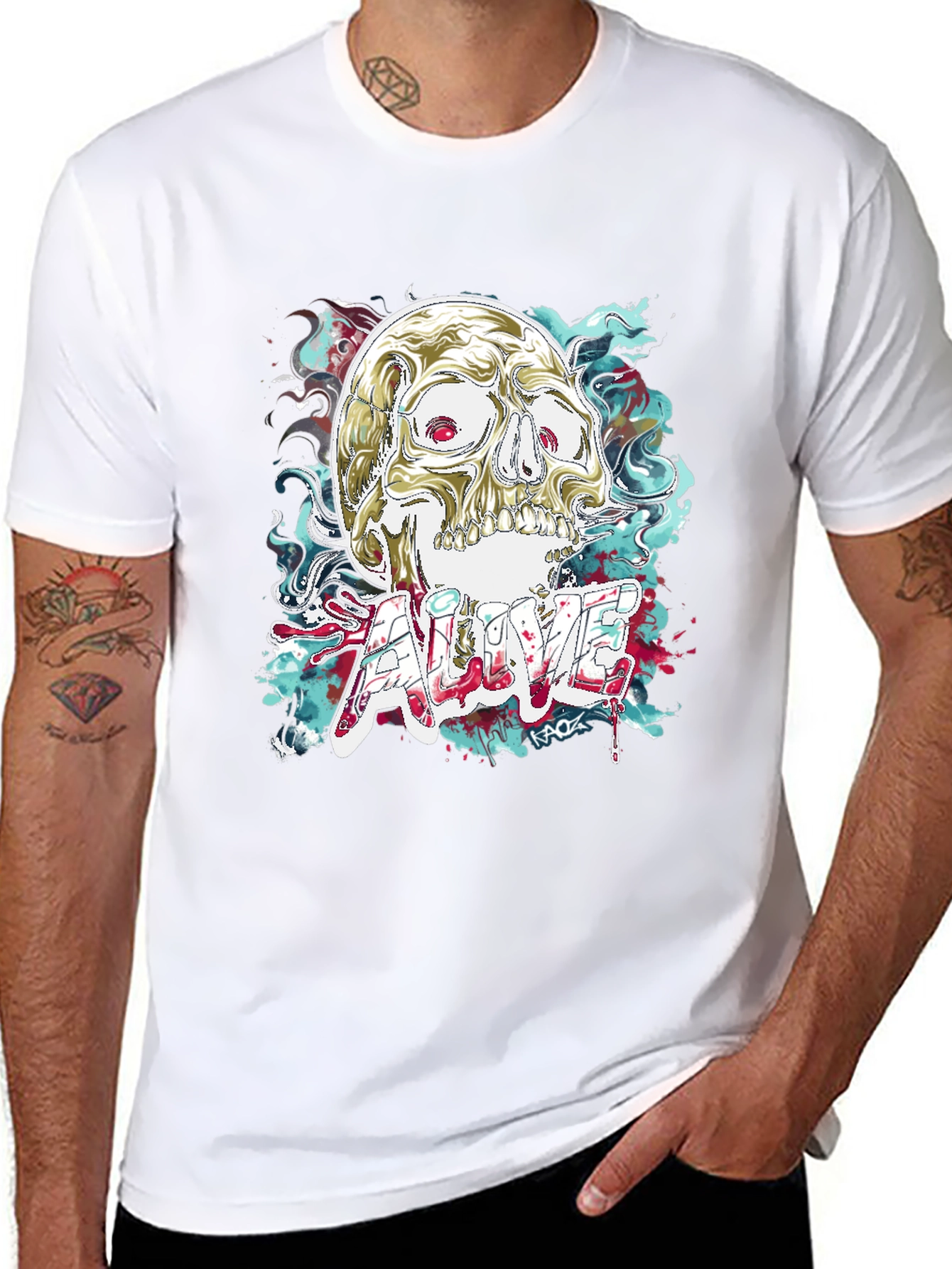 Skull Graphic T-Shirt: Alive Statement Tee