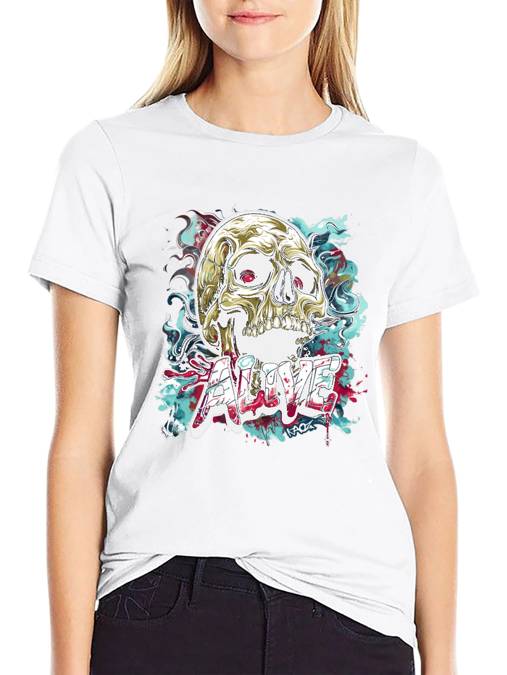 Skull Graphic T-Shirt: Alive Statement Tee