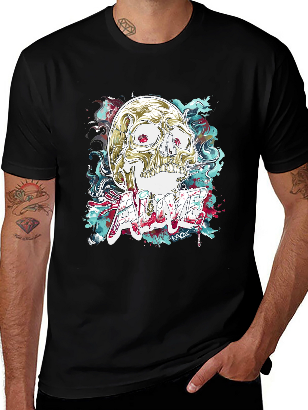 Skull Graphic T-Shirt: Alive Statement Tee