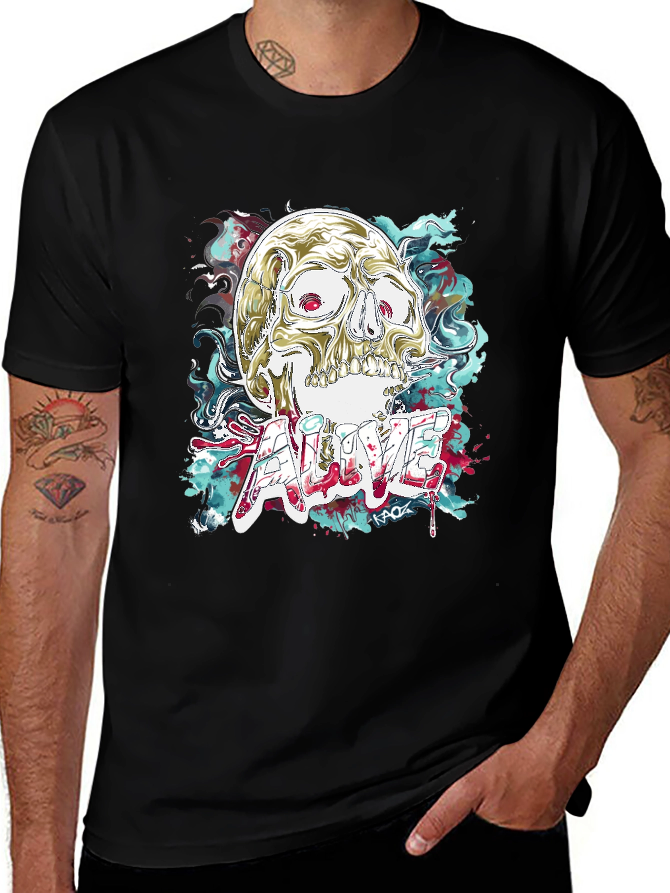 Skull Graphic T-Shirt: Alive Statement Tee