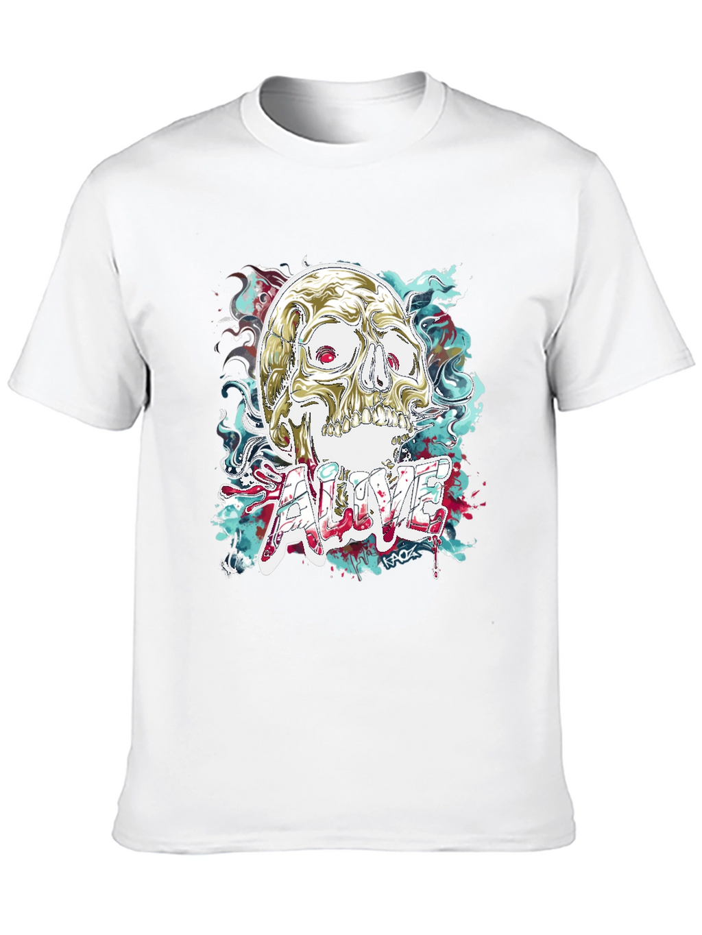 Skull Graphic T-Shirt: Alive Statement Tee
