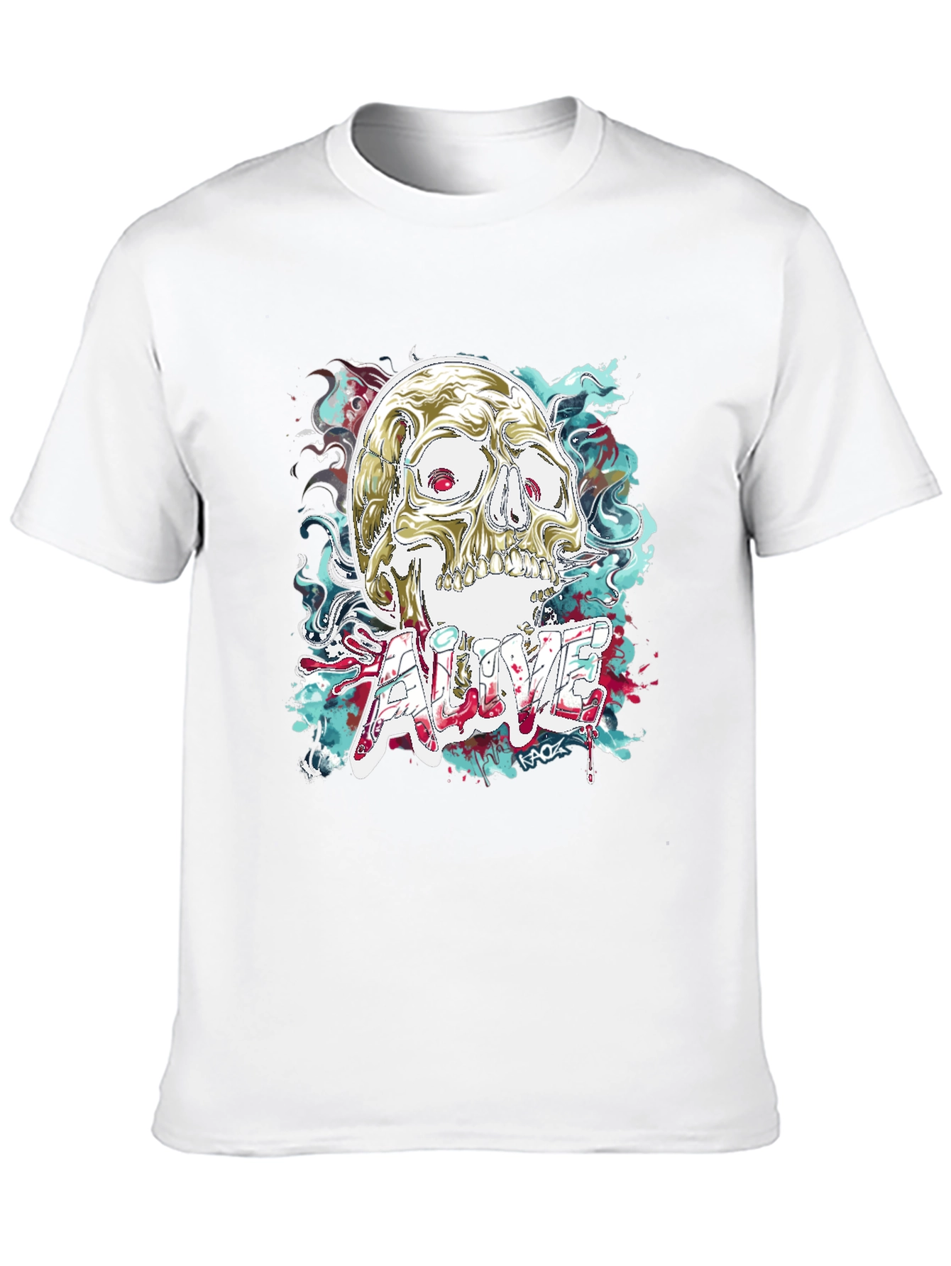 Skull Graphic T-Shirt: Alive Statement Tee
