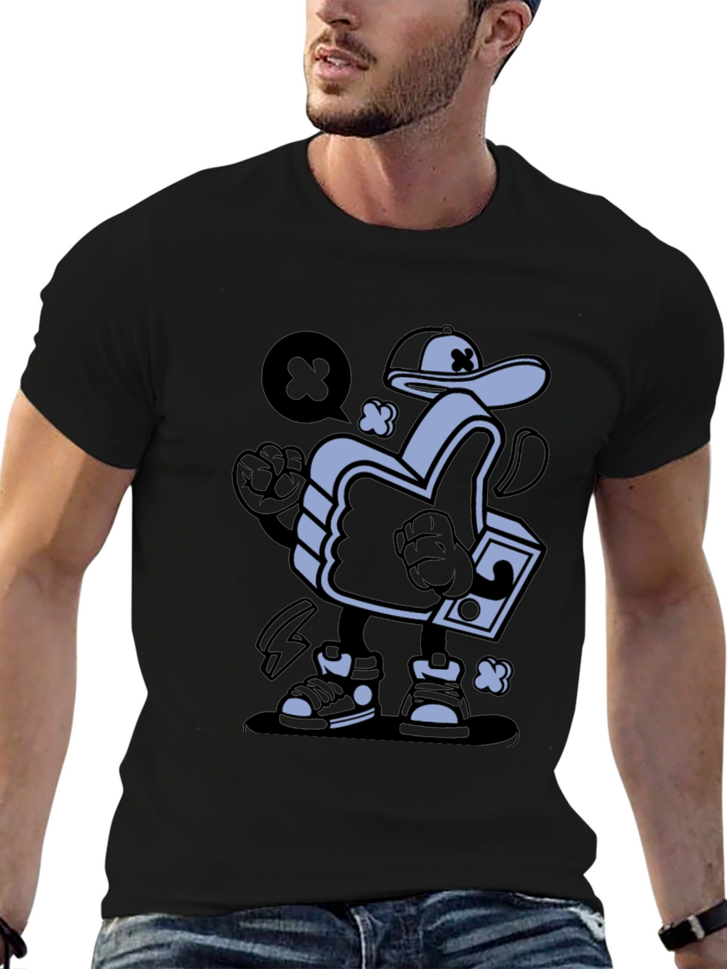 Cool Cartoon Thumbs Up Graphic T-Shirt