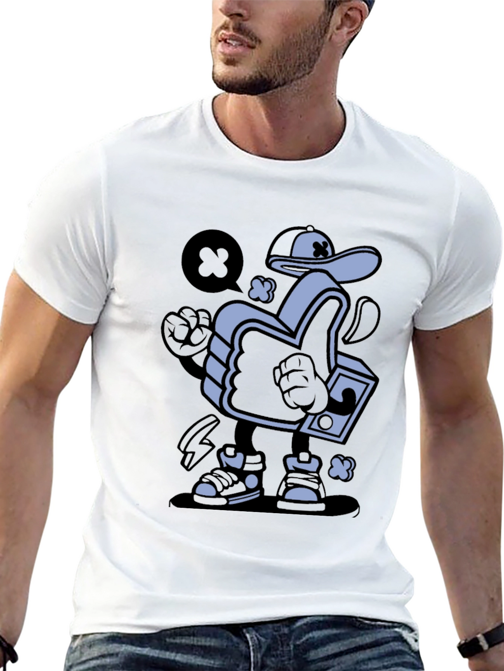 Cool Cartoon Thumbs Up Graphic T-Shirt
