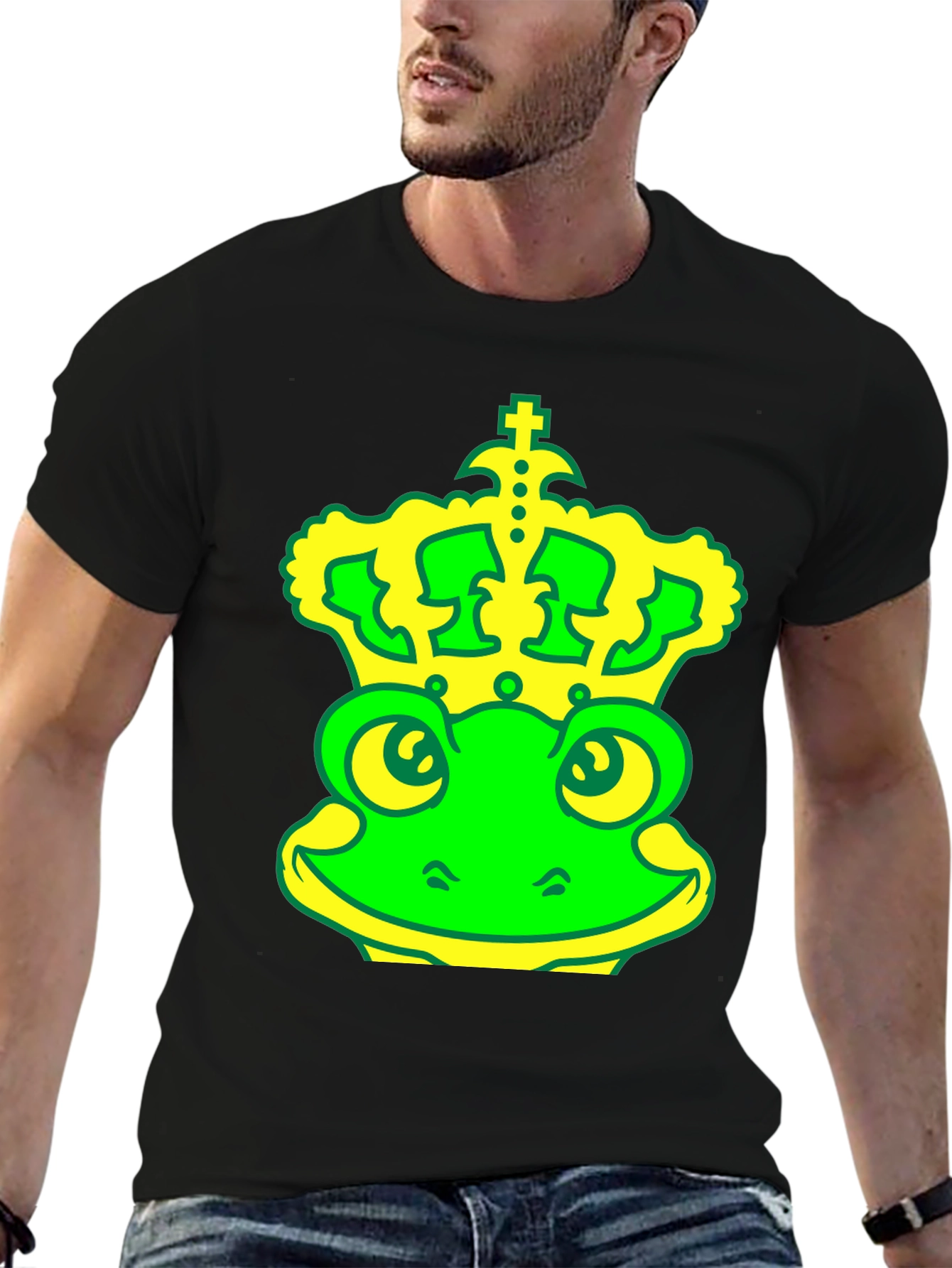 Frog King T-Shirt - Green & Yellow Graphic Tee