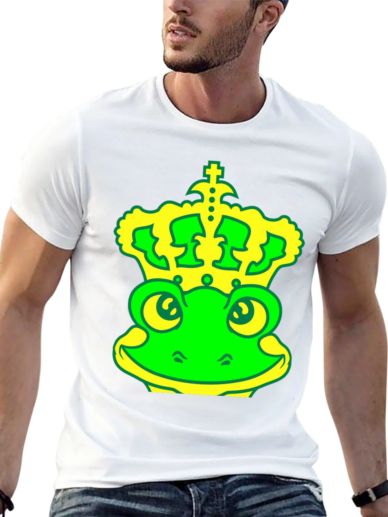 Frog King T-Shirt - Green & Yellow Graphic Tee