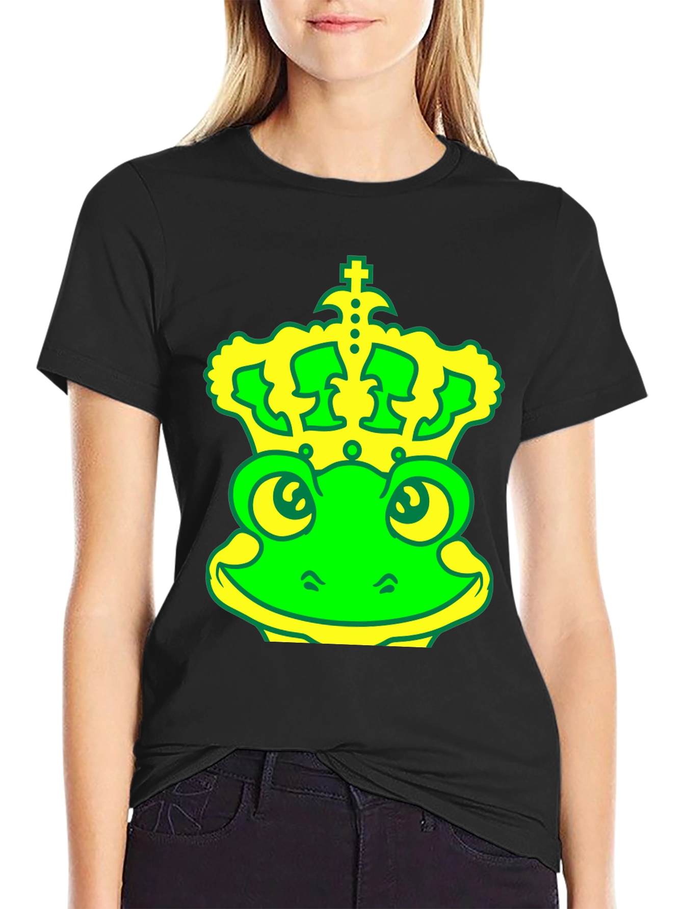 Frog King T-Shirt - Green & Yellow Graphic Tee
