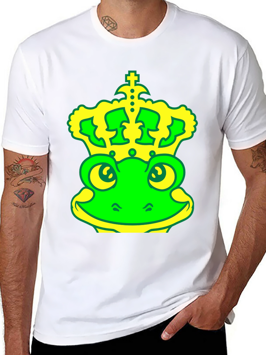 Frog King T-Shirt - Green & Yellow Graphic Tee