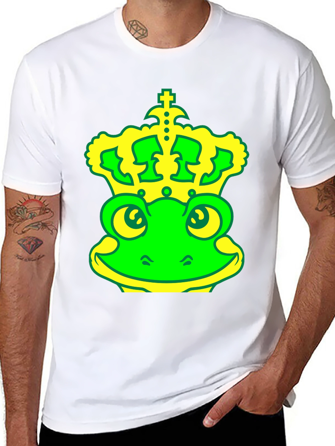 Frog King T-Shirt - Green & Yellow Graphic Tee