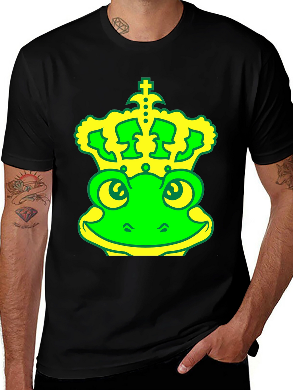 Frog King T-Shirt - Green & Yellow Graphic Tee