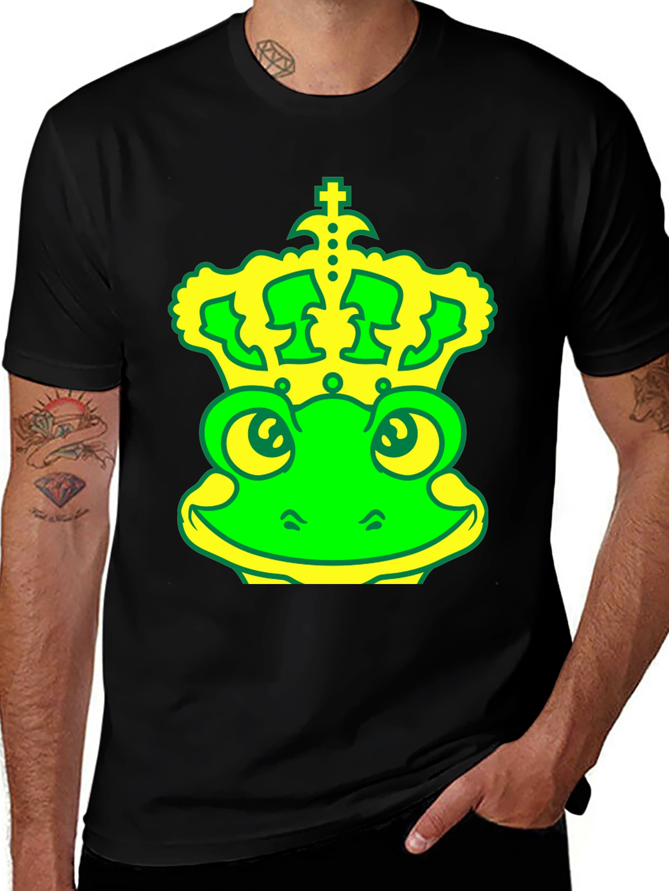 Frog King T-Shirt - Green & Yellow Graphic Tee