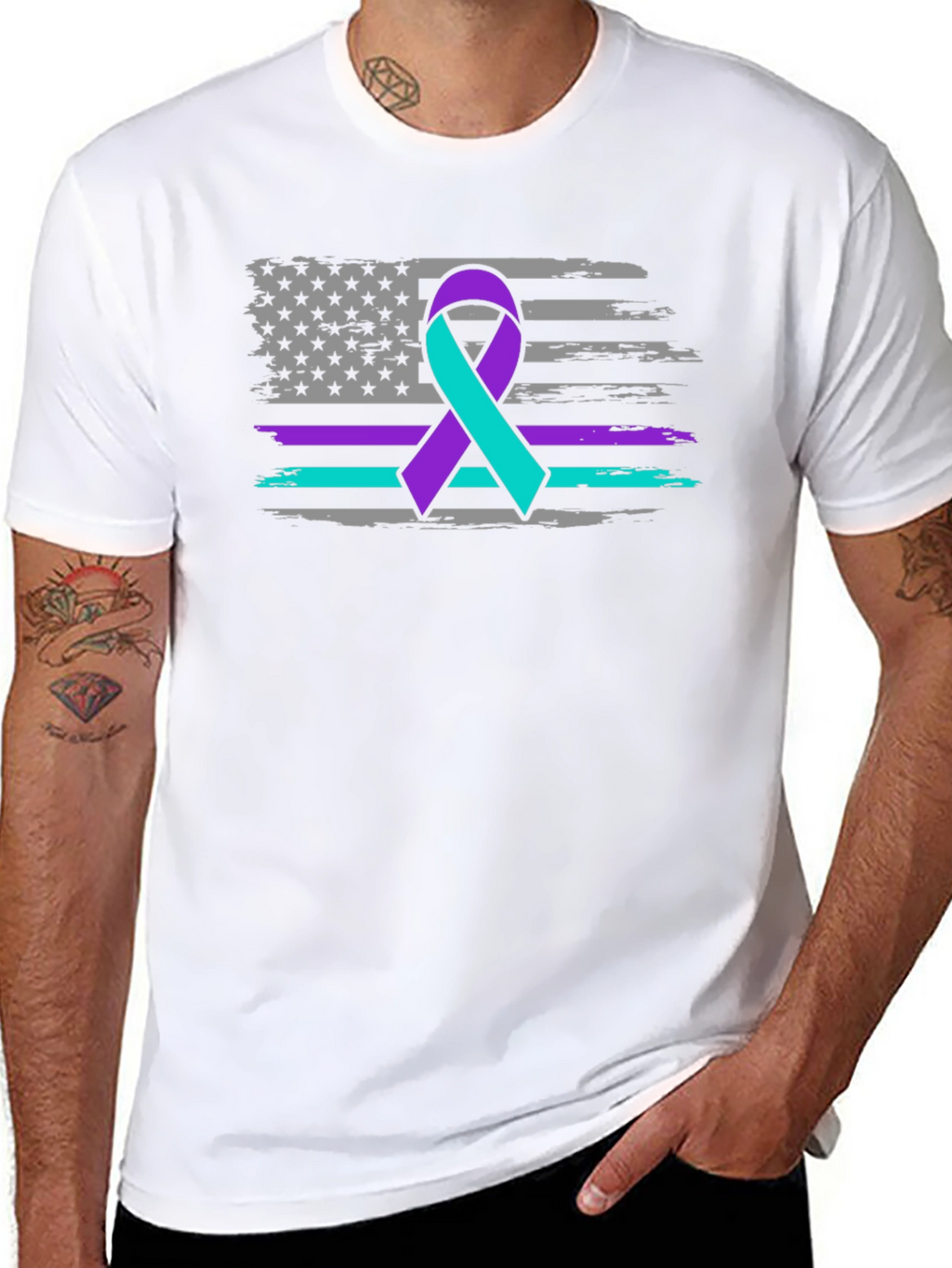 Awareness Ribbon USA Flag Graphic Tee