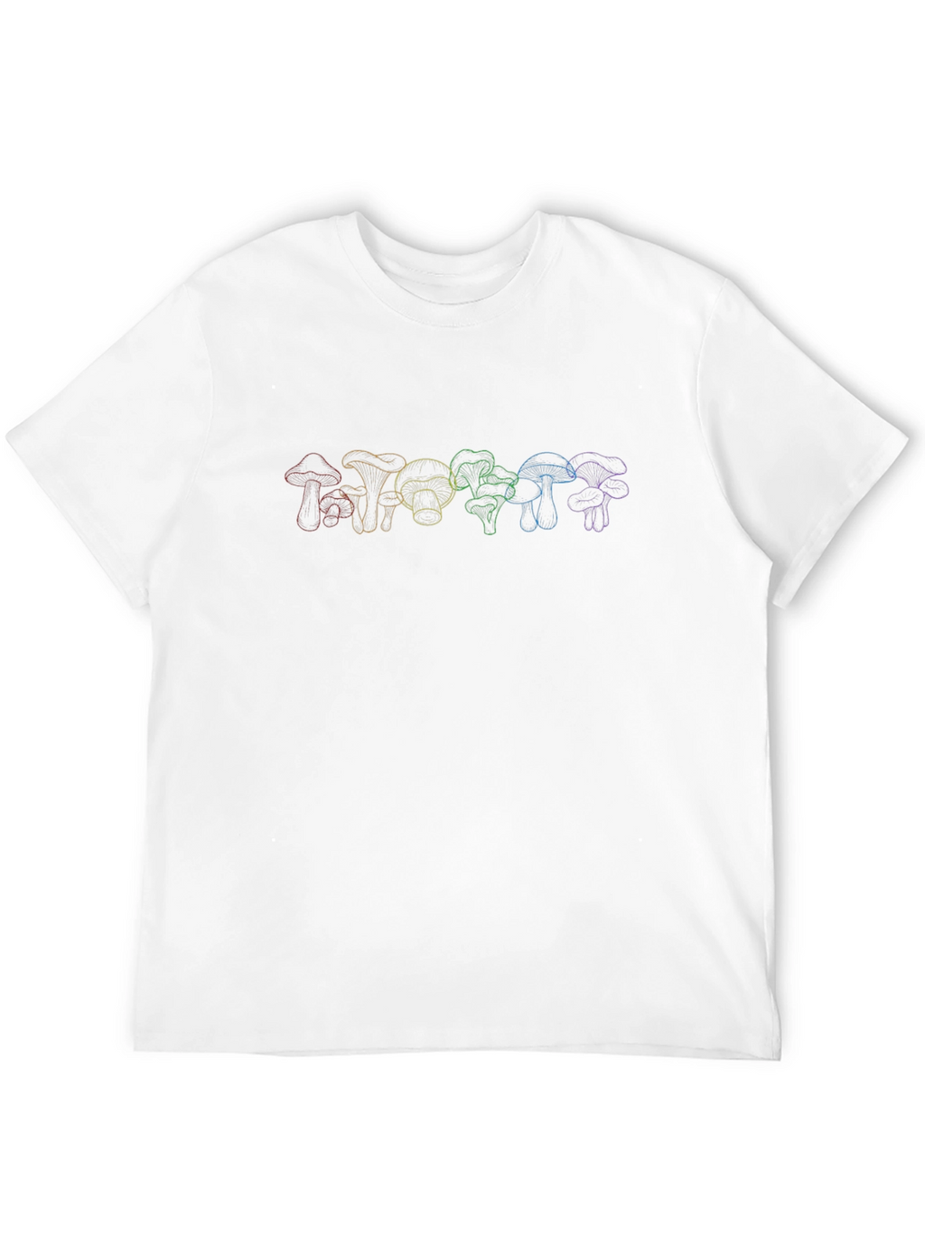 Rainbow Mushroom Line Art T-Shirt
