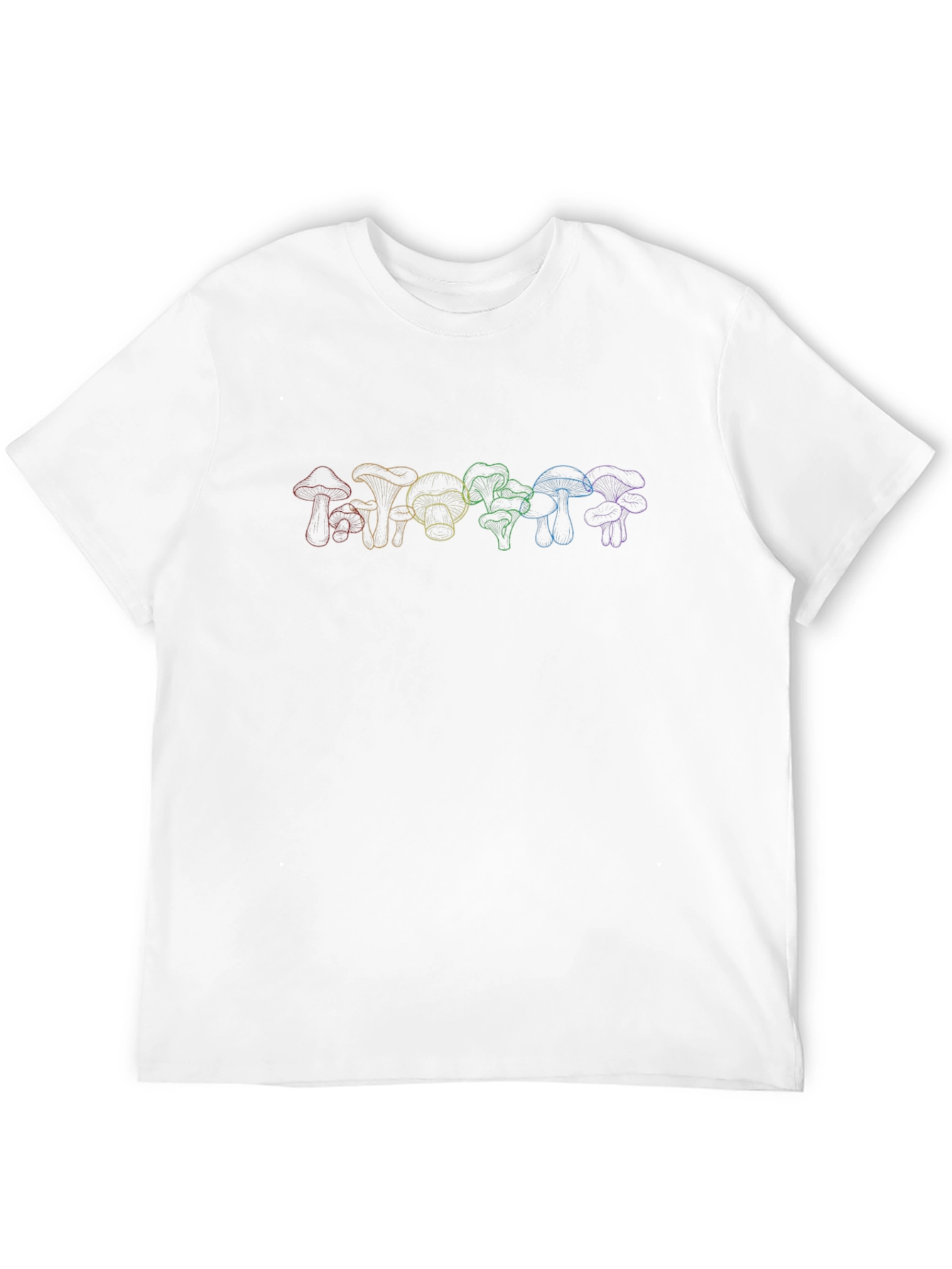 Rainbow Mushroom Line Art T-Shirt