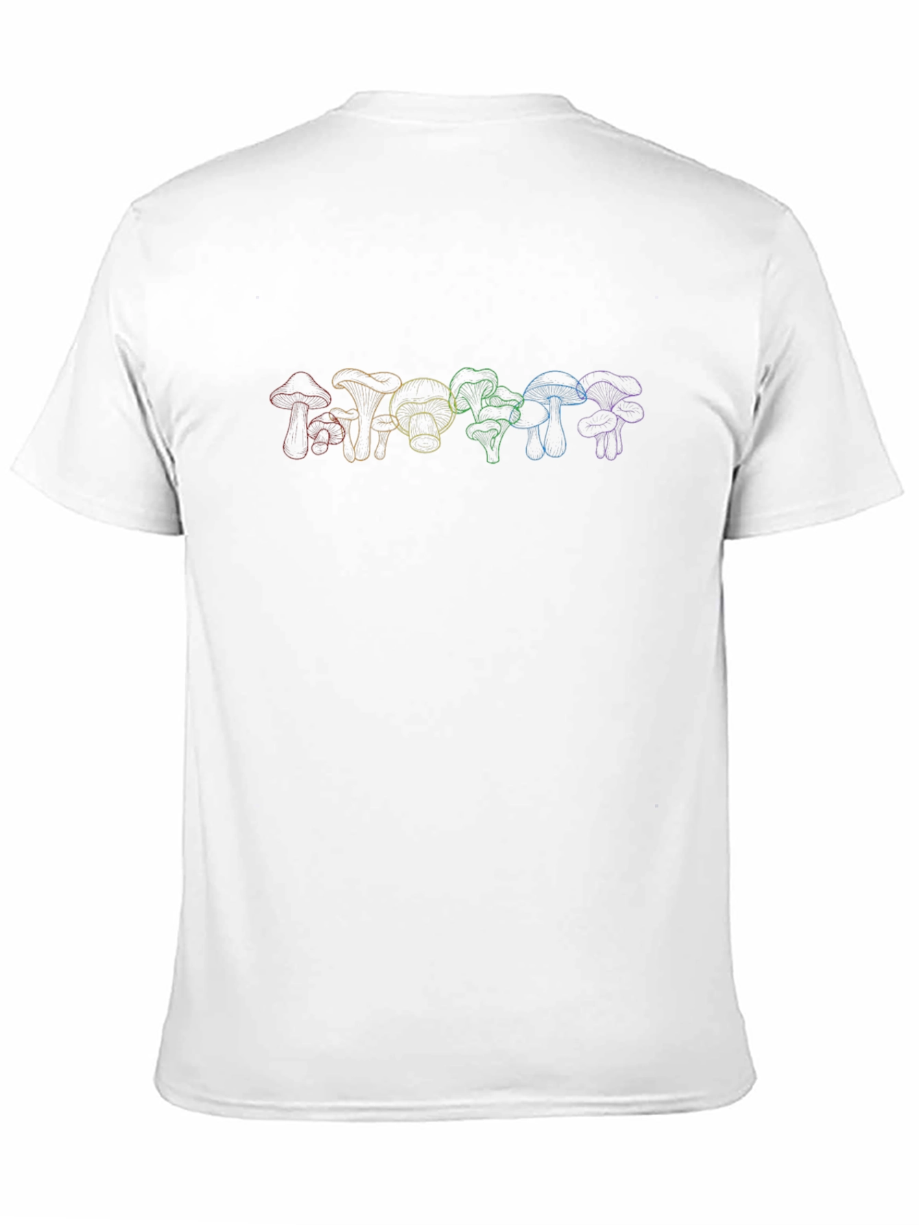 Rainbow Mushroom Line Art T-Shirt