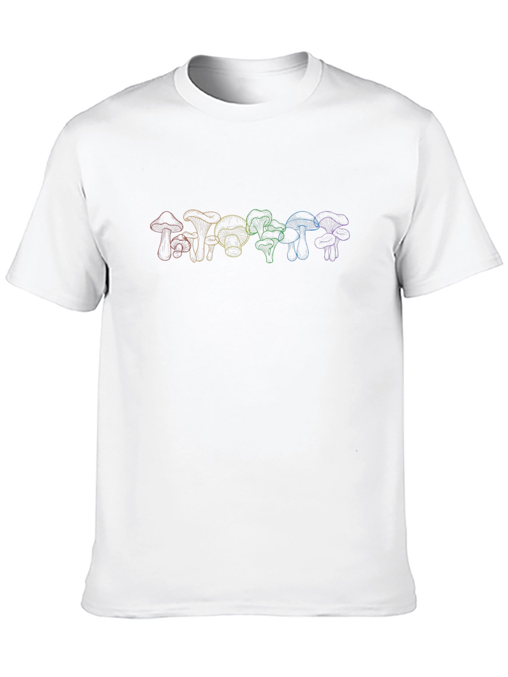 Rainbow Mushroom Line Art T-Shirt