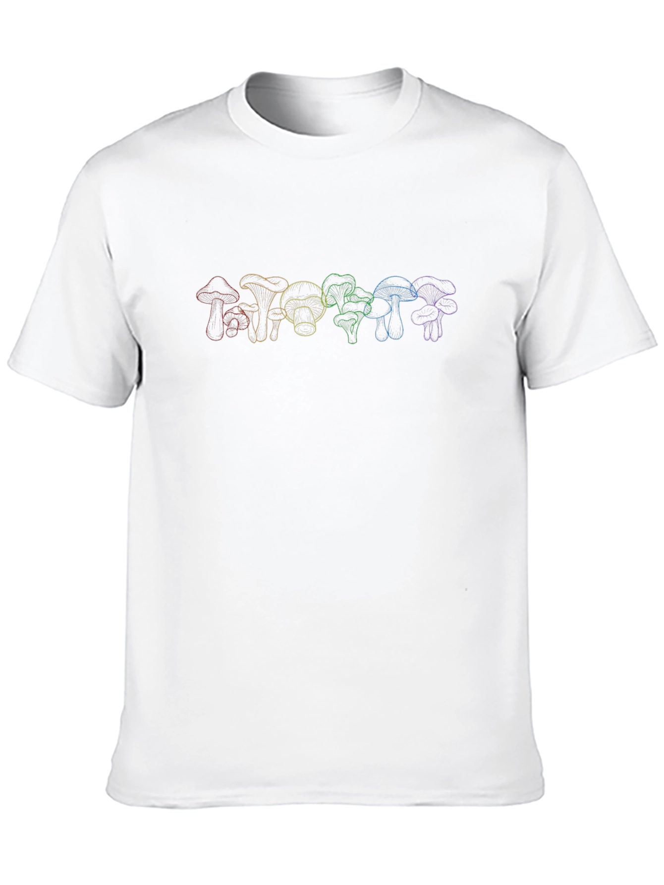 Rainbow Mushroom Line Art T-Shirt