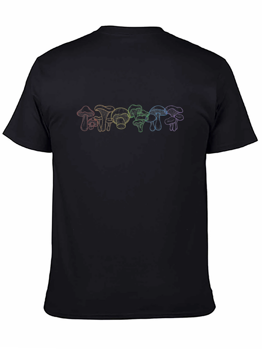 Rainbow Mushroom Line Art T-Shirt