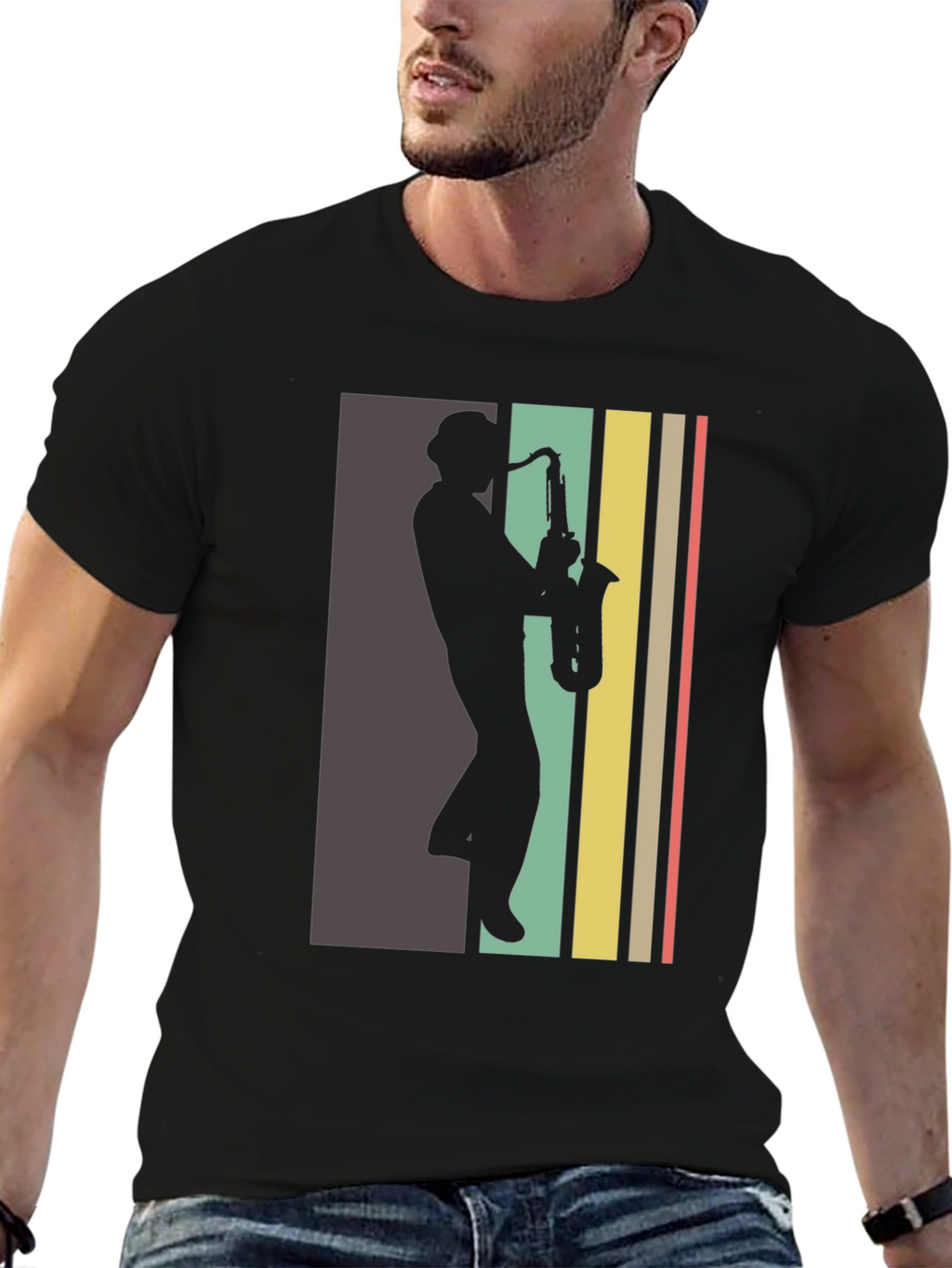 Retro Saxophone Player Graphic Tee