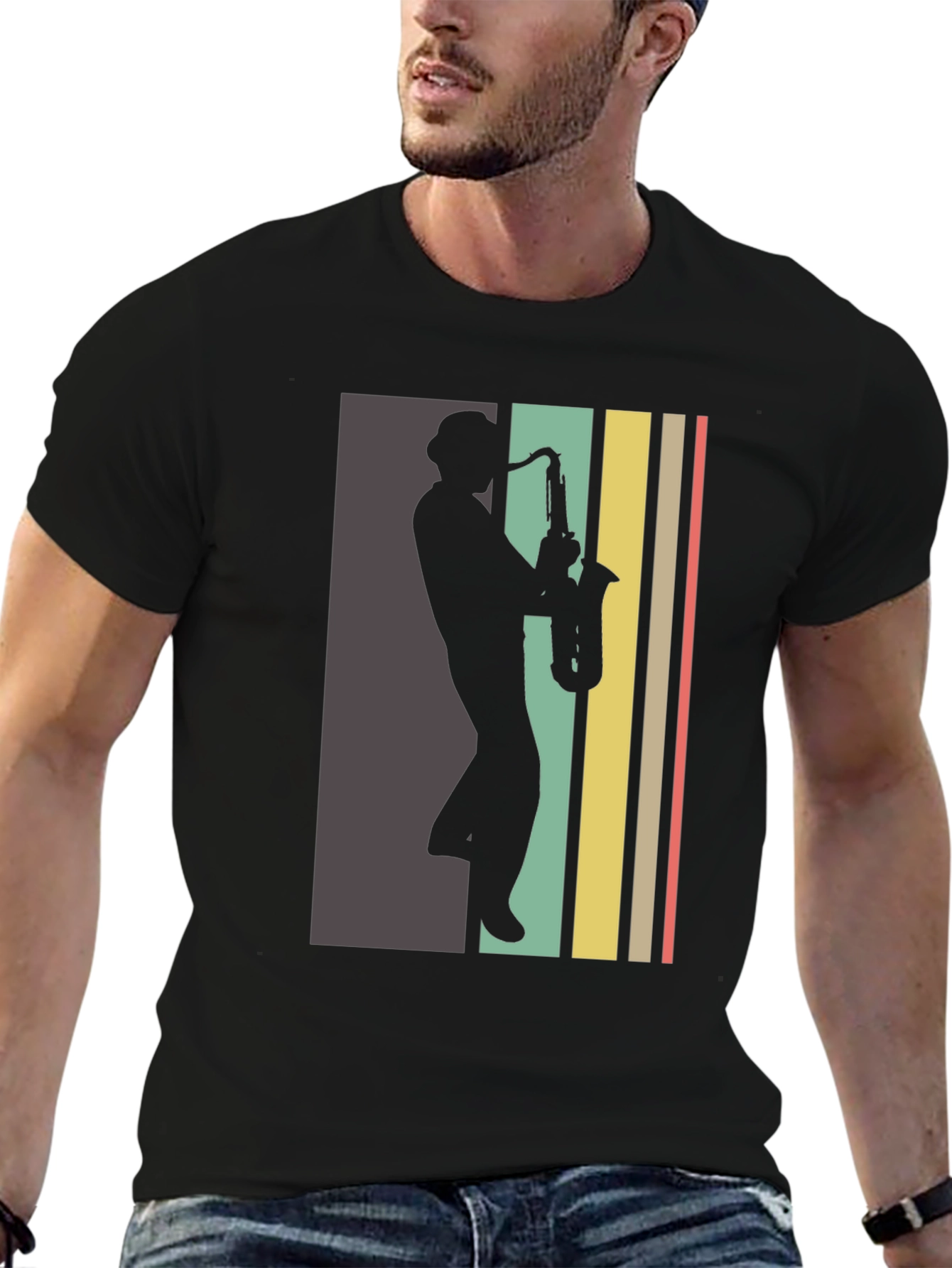 Retro Saxophone Player Graphic Tee