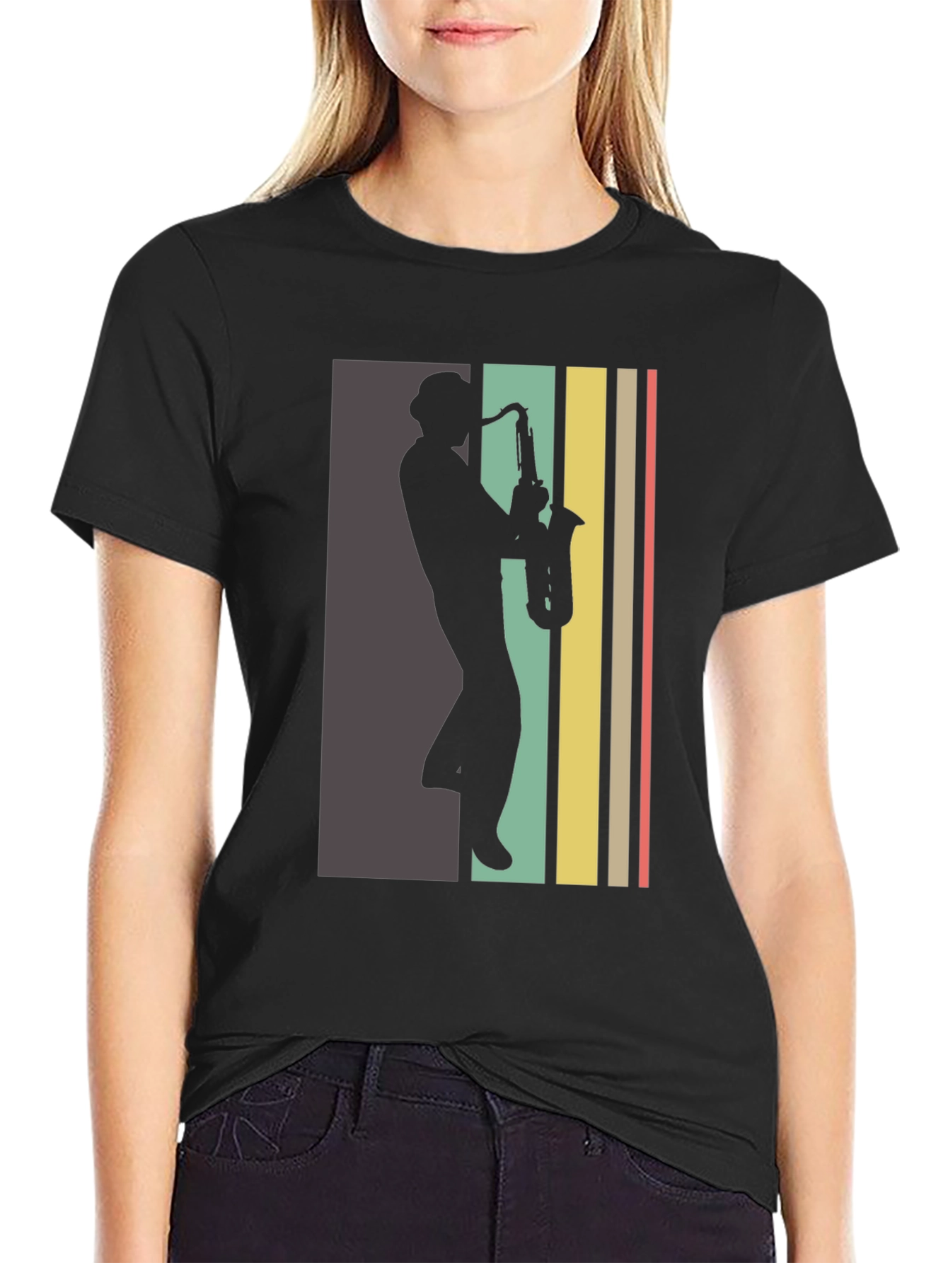 Retro Saxophone Player Graphic Tee