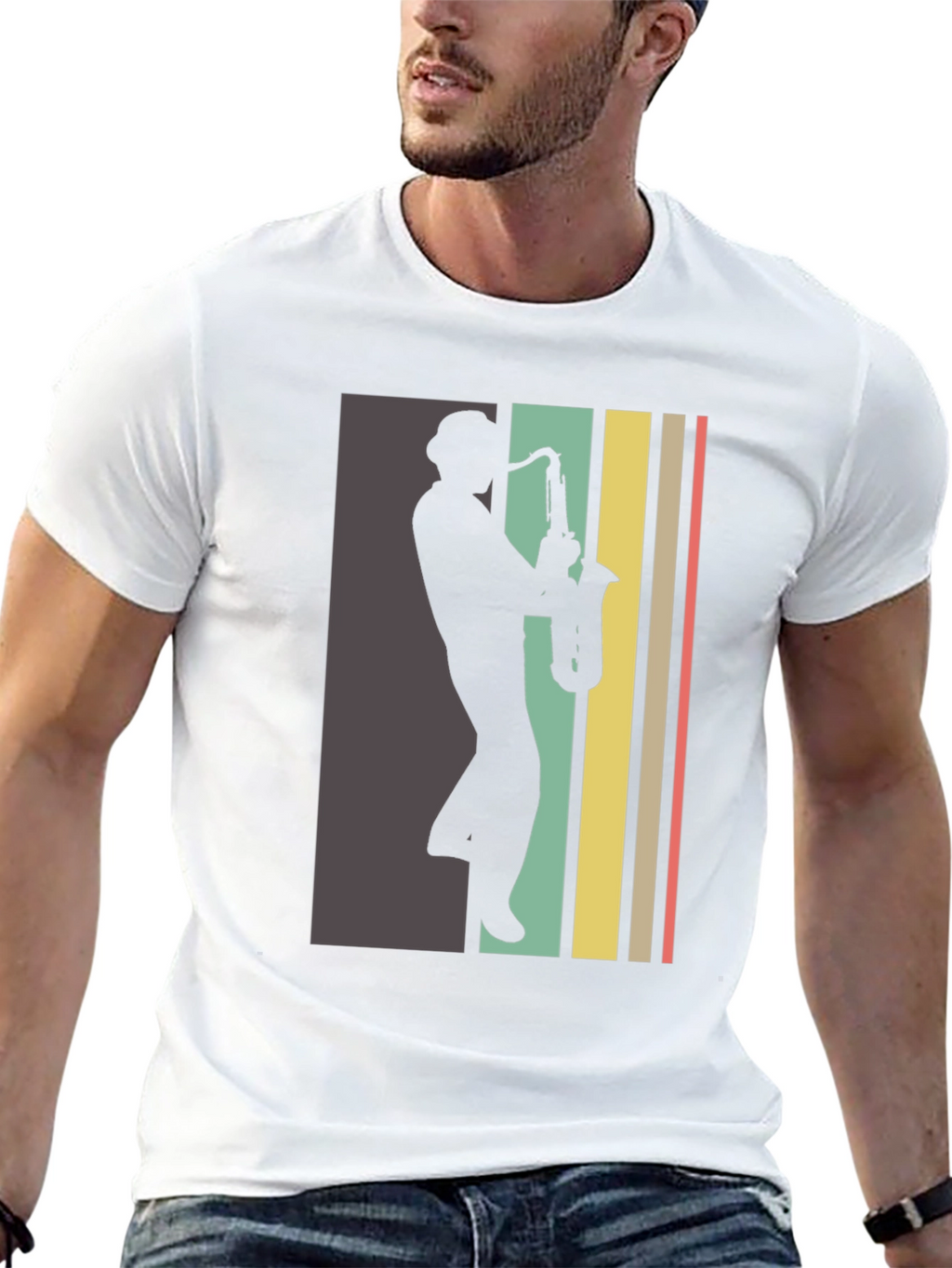 Retro Saxophone Player Graphic Tee
