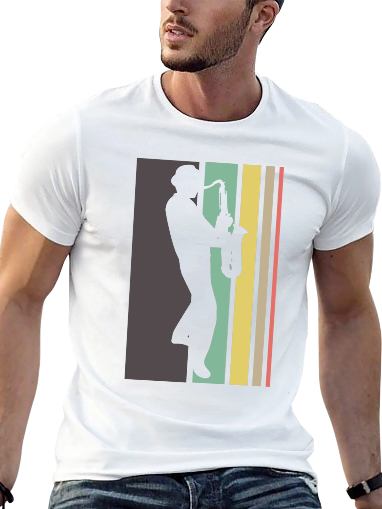 Retro Saxophone Player Graphic Tee