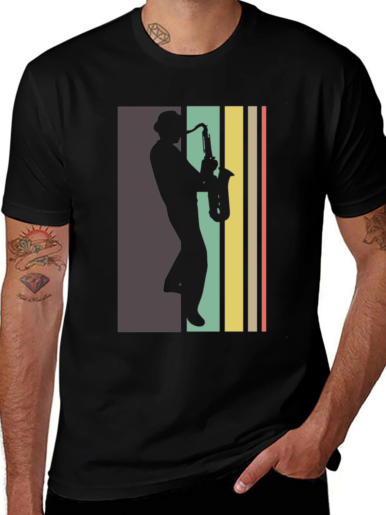 Retro Saxophone Player Graphic Tee