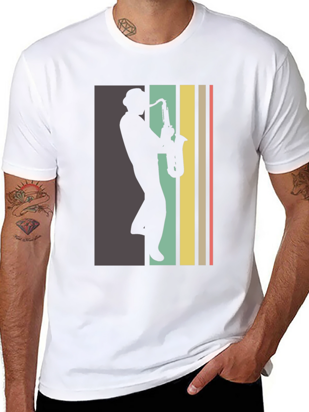 Retro Saxophone Player Graphic Tee