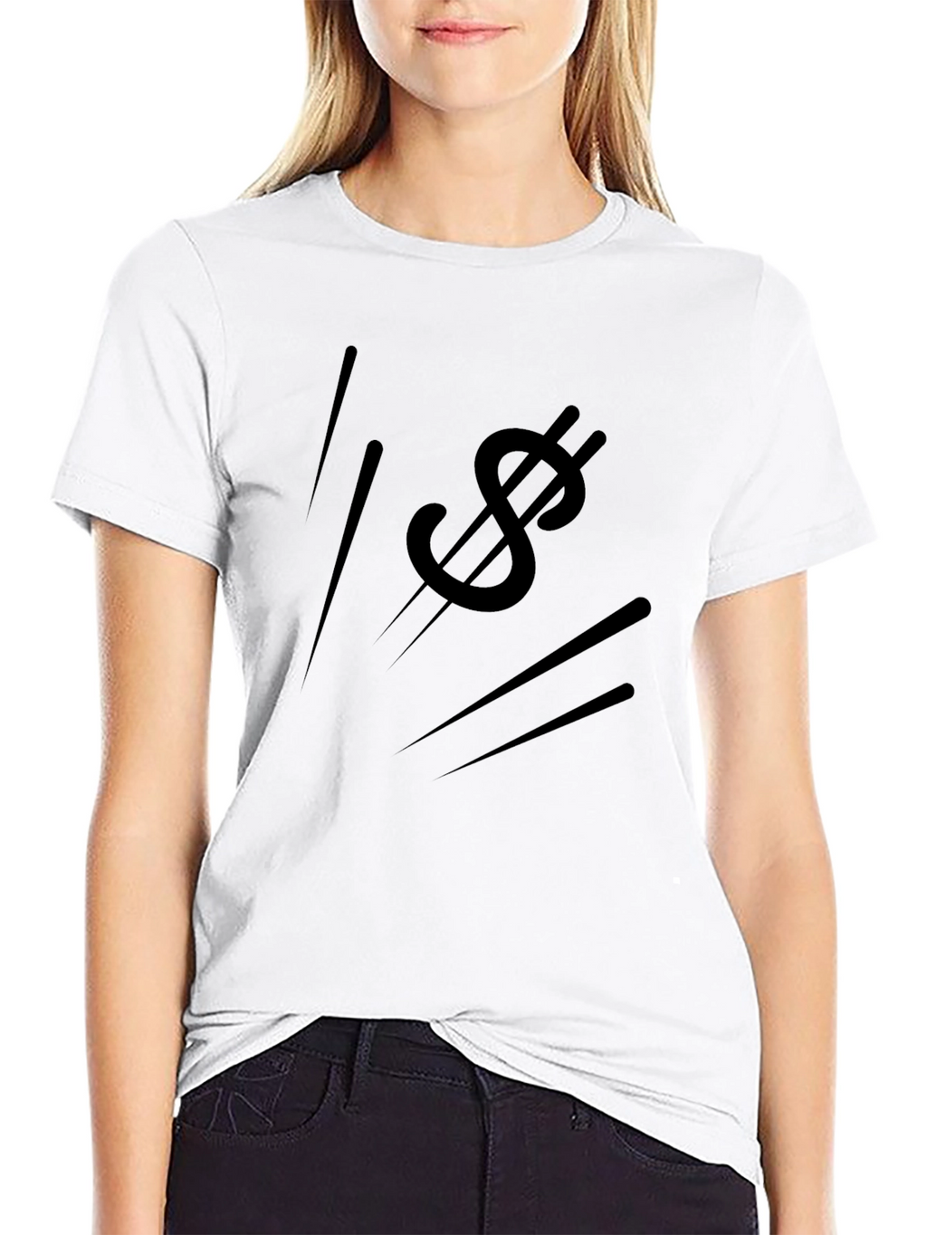 Mens Black Graphic Tee - Dollar Sign Design