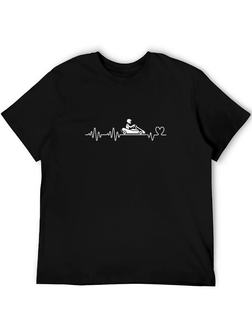 Kart Racing Heartbeat T-Shirt - Black Cotton Tee