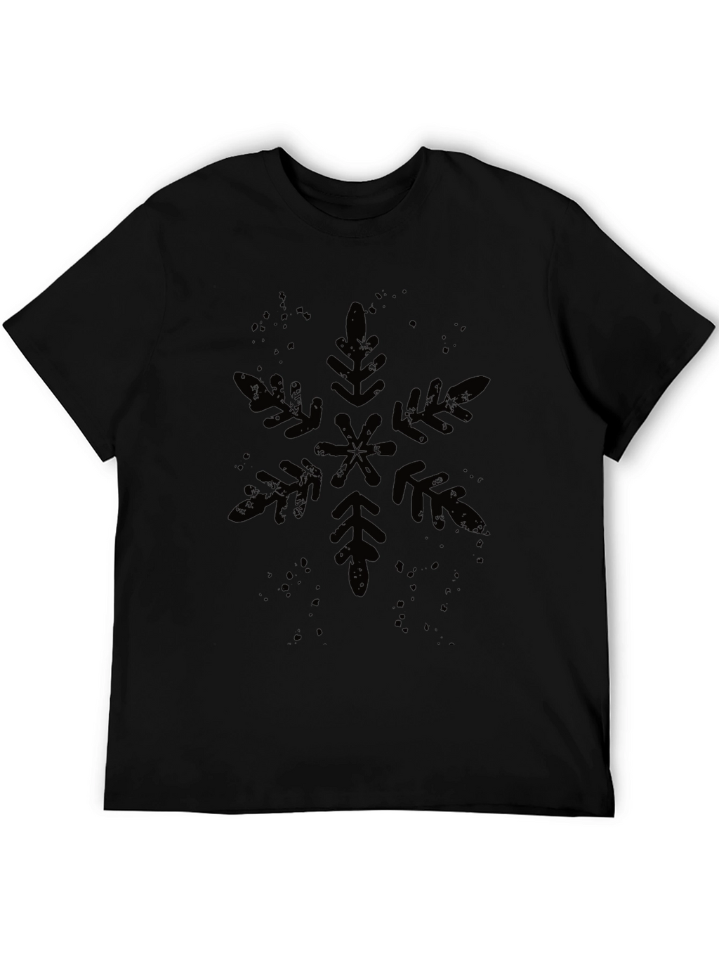 Mens Black Snowflake Graphic Tee
