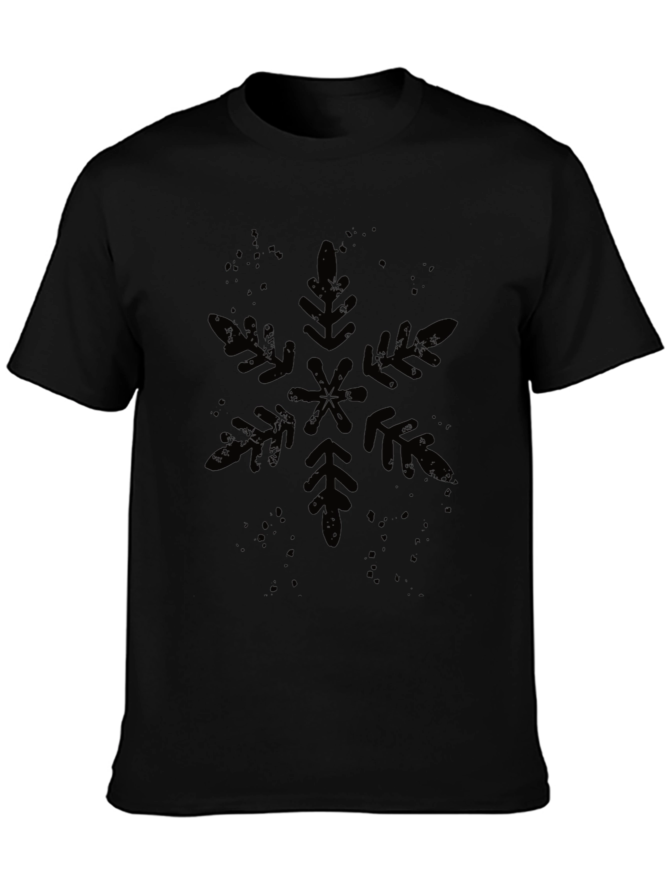 Mens Black Snowflake Graphic Tee