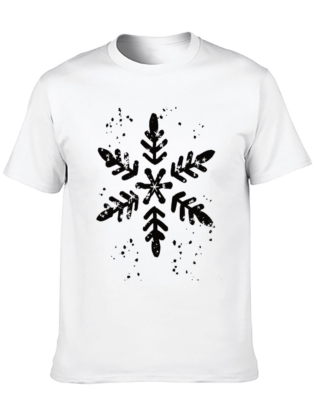 Mens Black Snowflake Graphic Tee