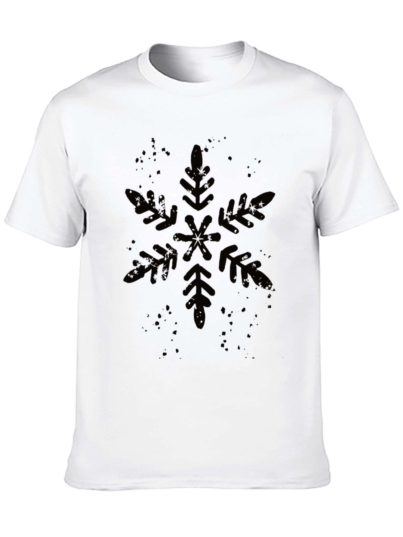 Mens Black Snowflake Graphic Tee