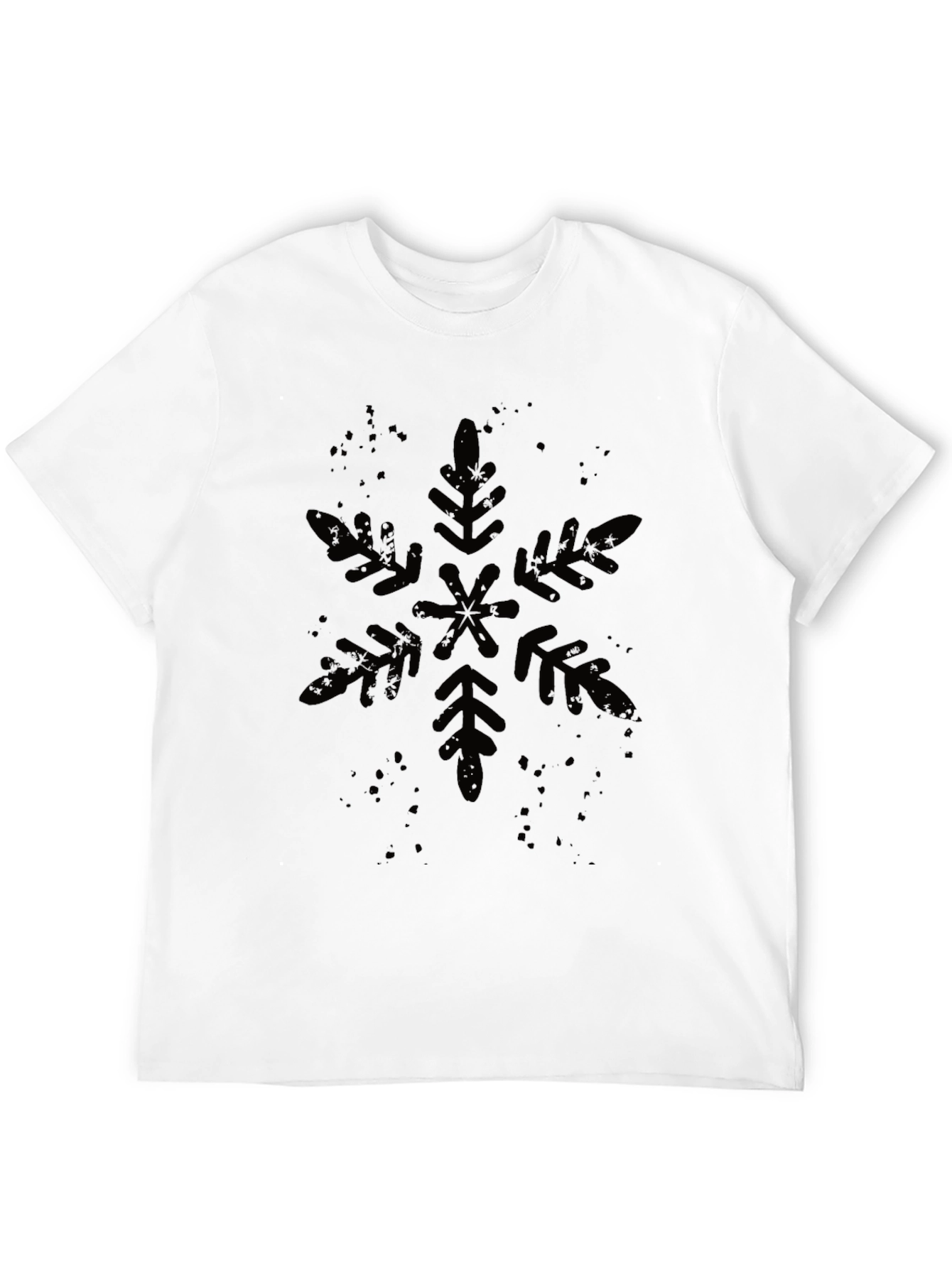 Mens Black Snowflake Graphic Tee