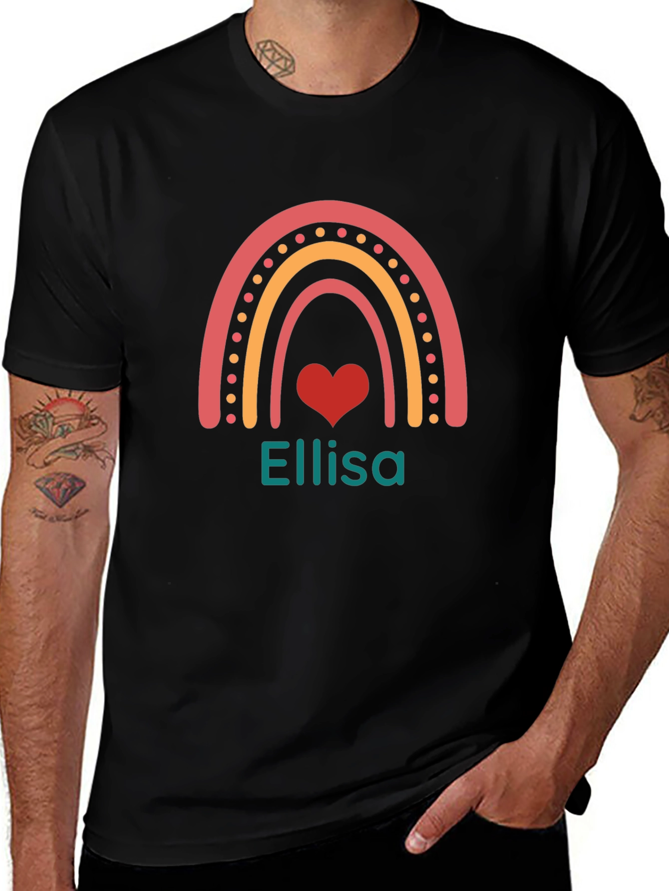 Personalized Rainbow Heart Tee