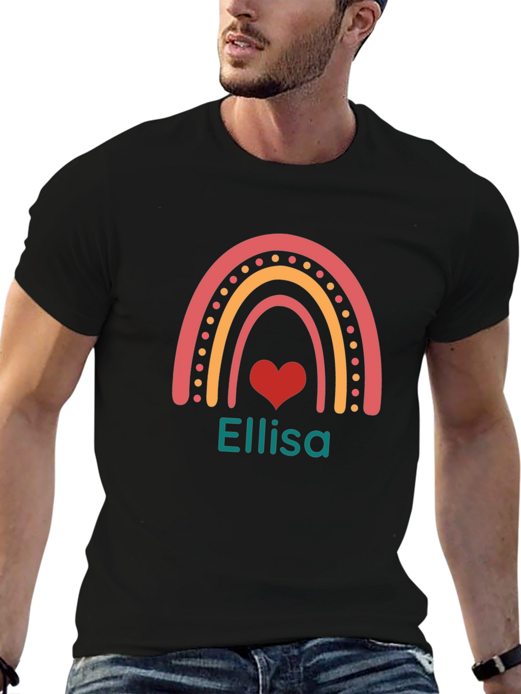 Personalized Rainbow Heart Tee