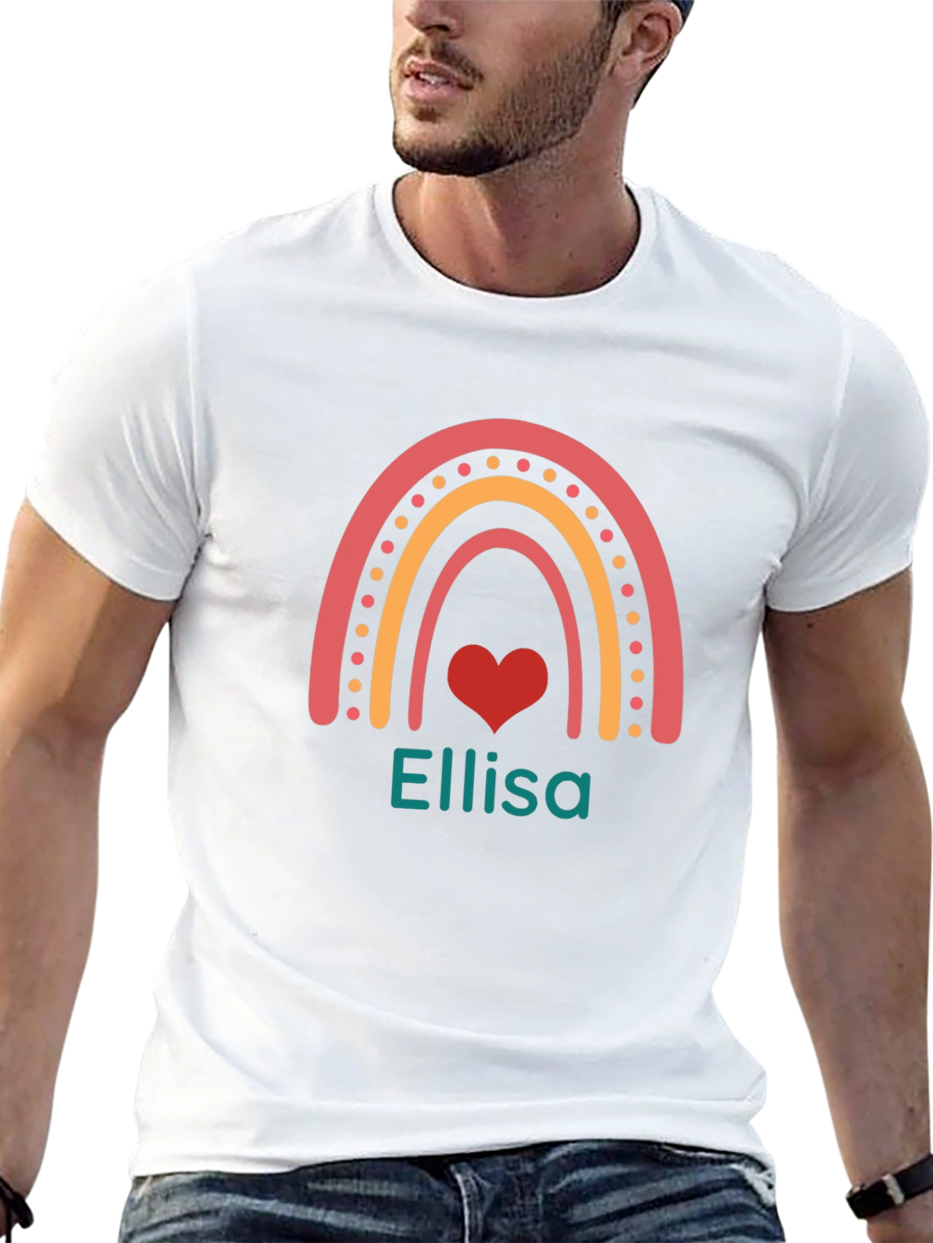 Personalized Rainbow Heart Tee