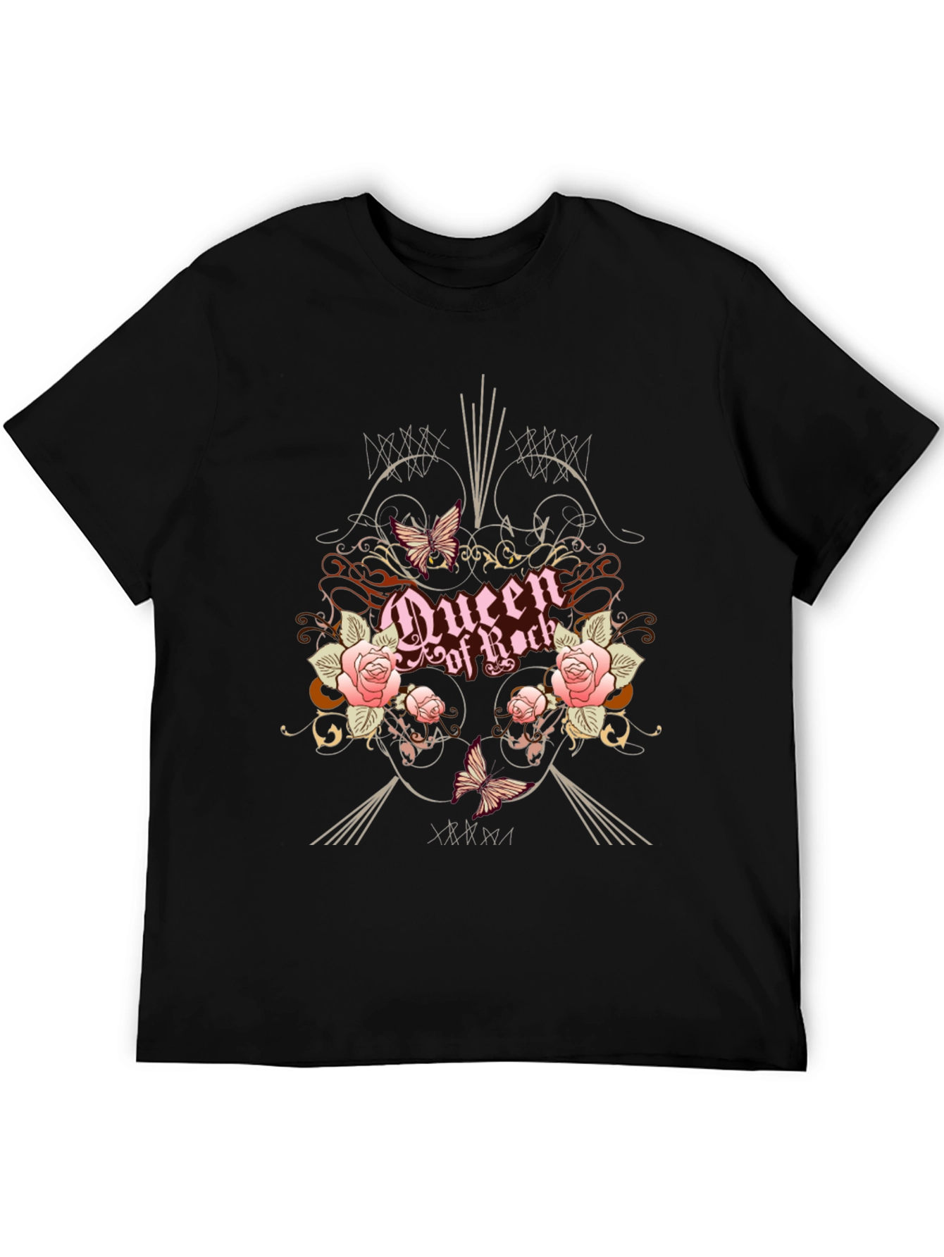 Queen of Rock Graphic T-Shirt - Floral Butterfly Design