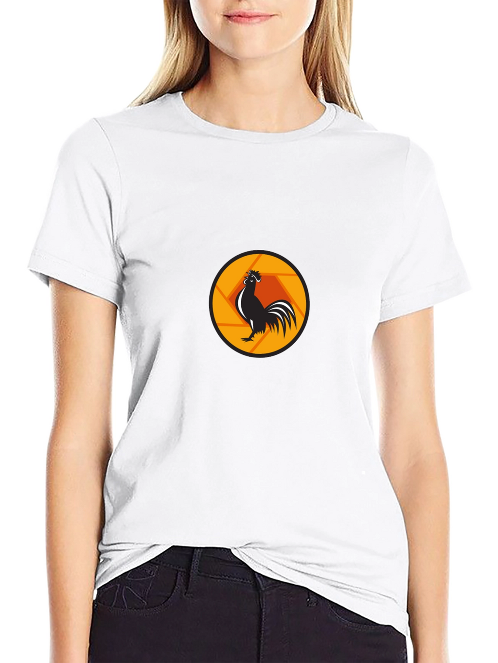 Rooster Aperture Black T-Shirt - Unique Graphic Tee