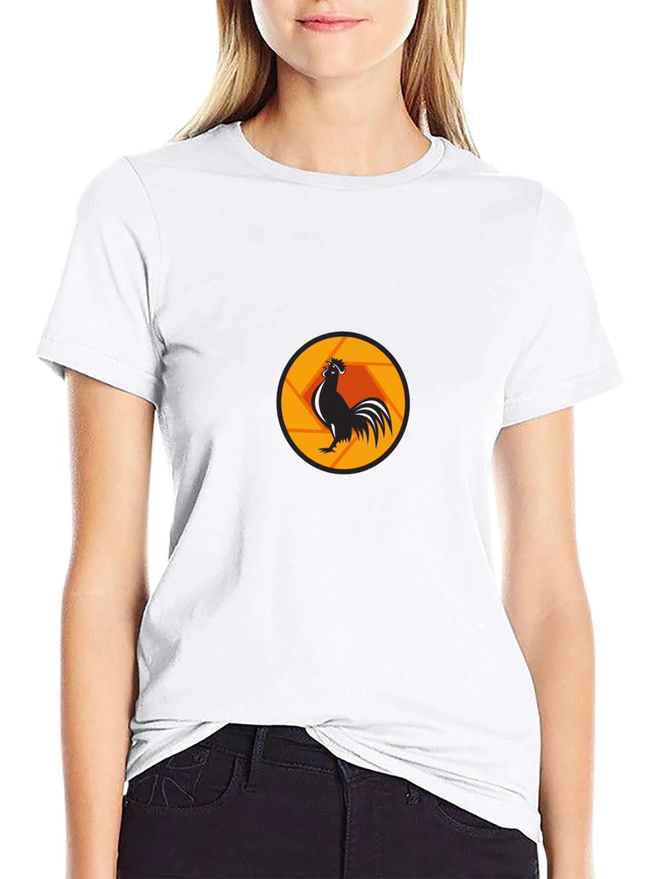 Rooster Aperture Black T-Shirt - Unique Graphic Tee
