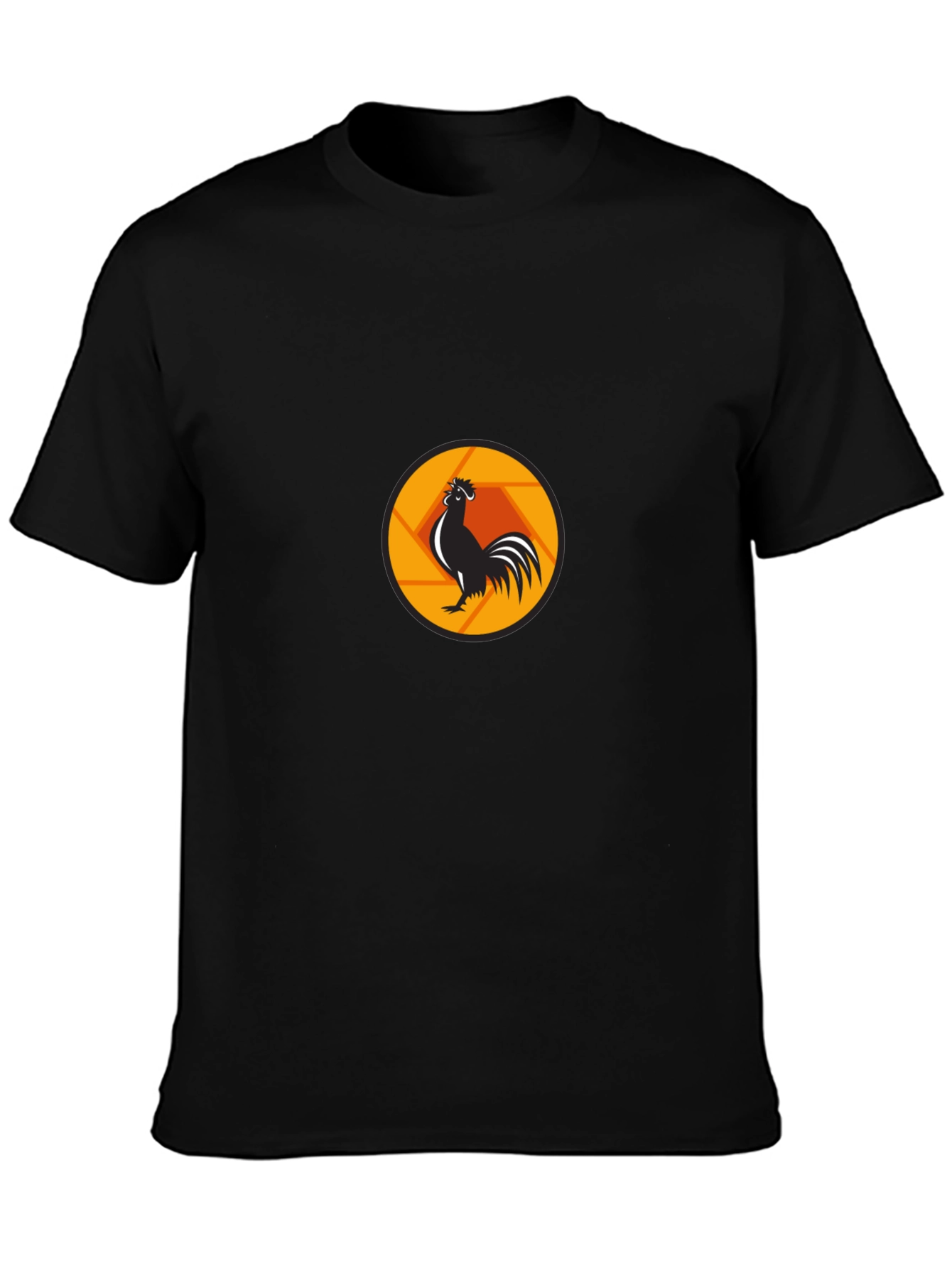 Rooster Aperture Black T-Shirt - Unique Graphic Tee