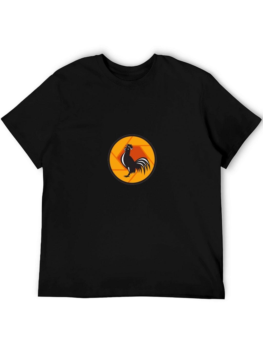 Rooster Aperture Black T-Shirt - Unique Graphic Tee