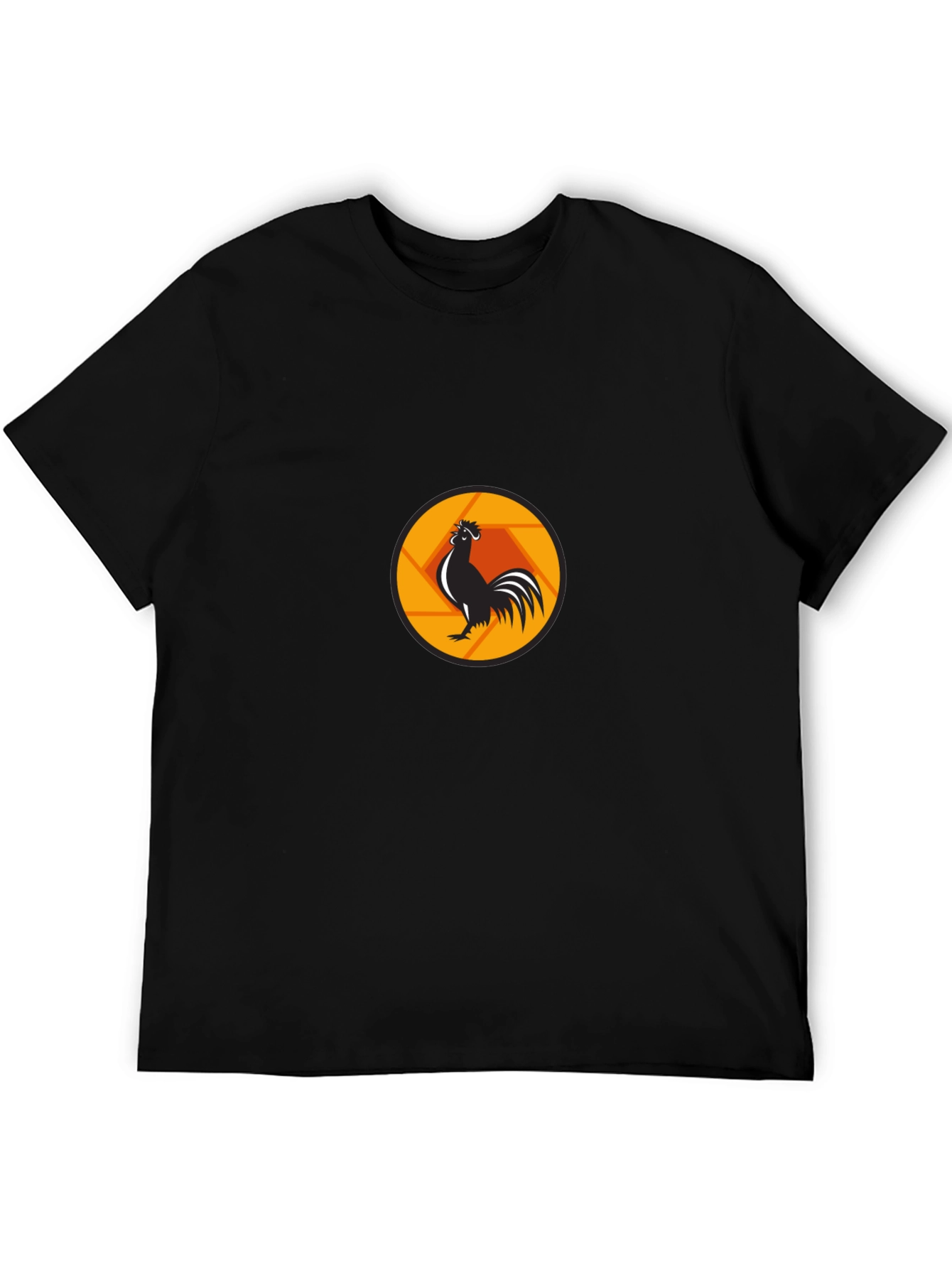 Rooster Aperture Black T-Shirt - Unique Graphic Tee