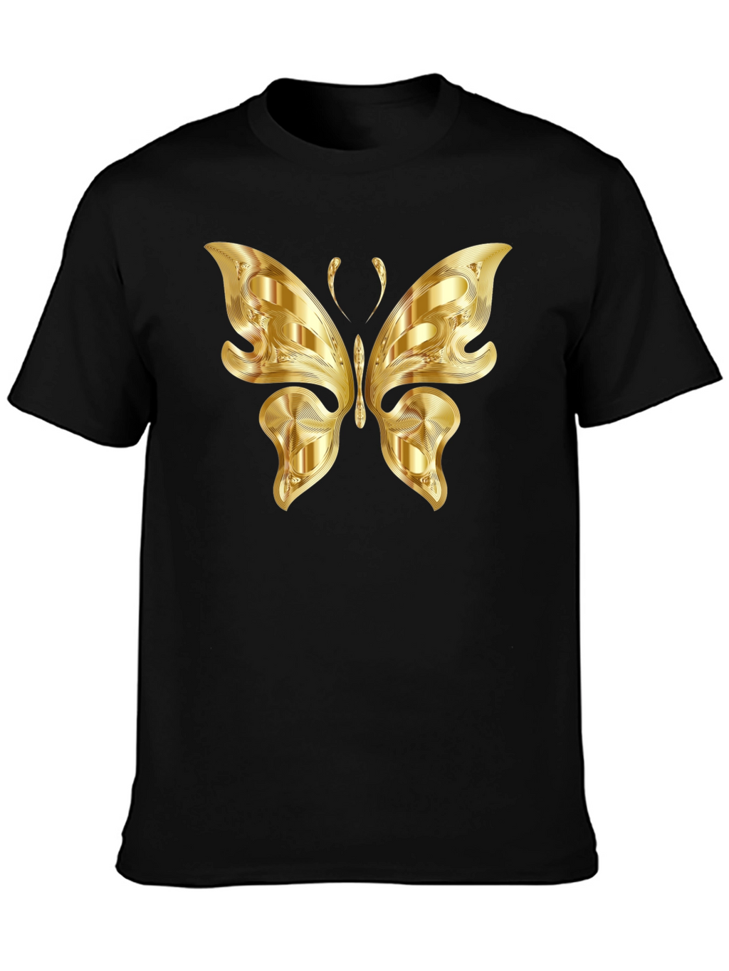 Golden Butterfly Graphic Black T-Shirt