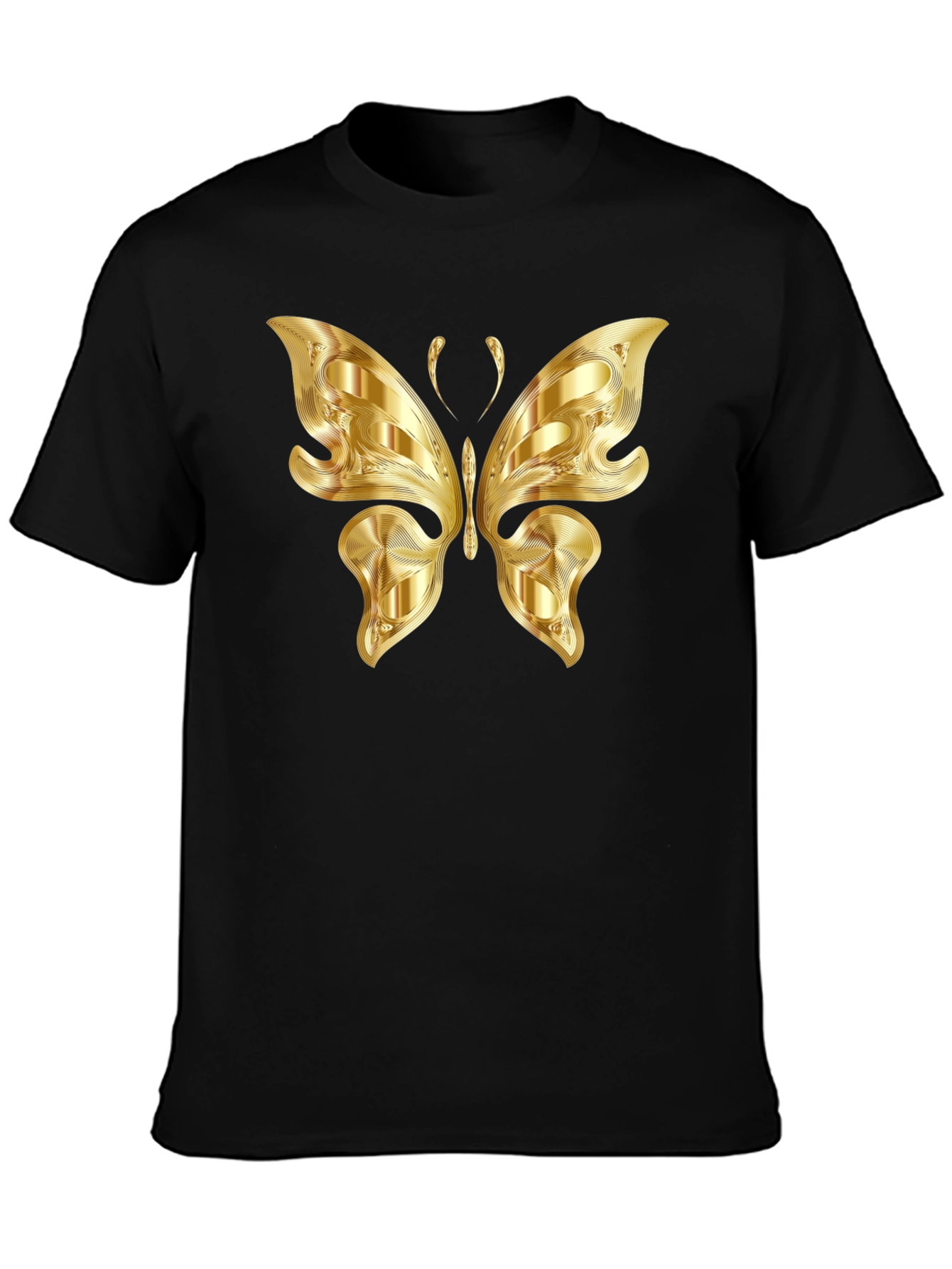 Golden Butterfly Graphic Black T-Shirt